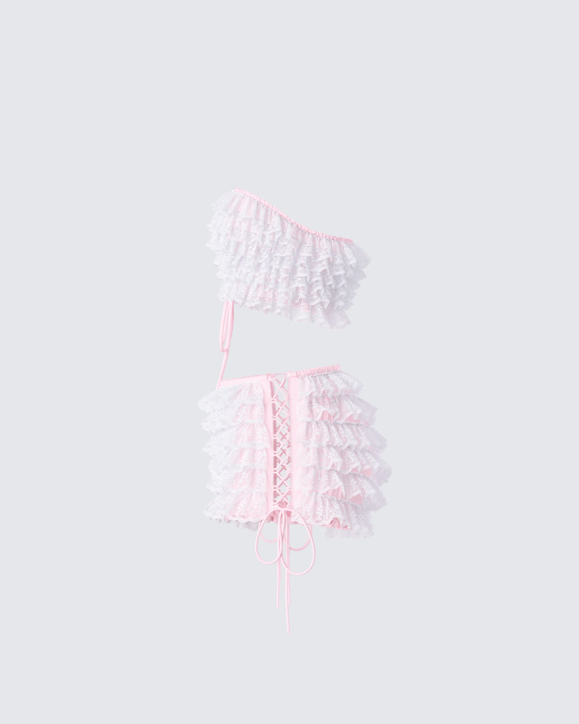 Hali Pink Lace Up Ruffle Set - Image 2