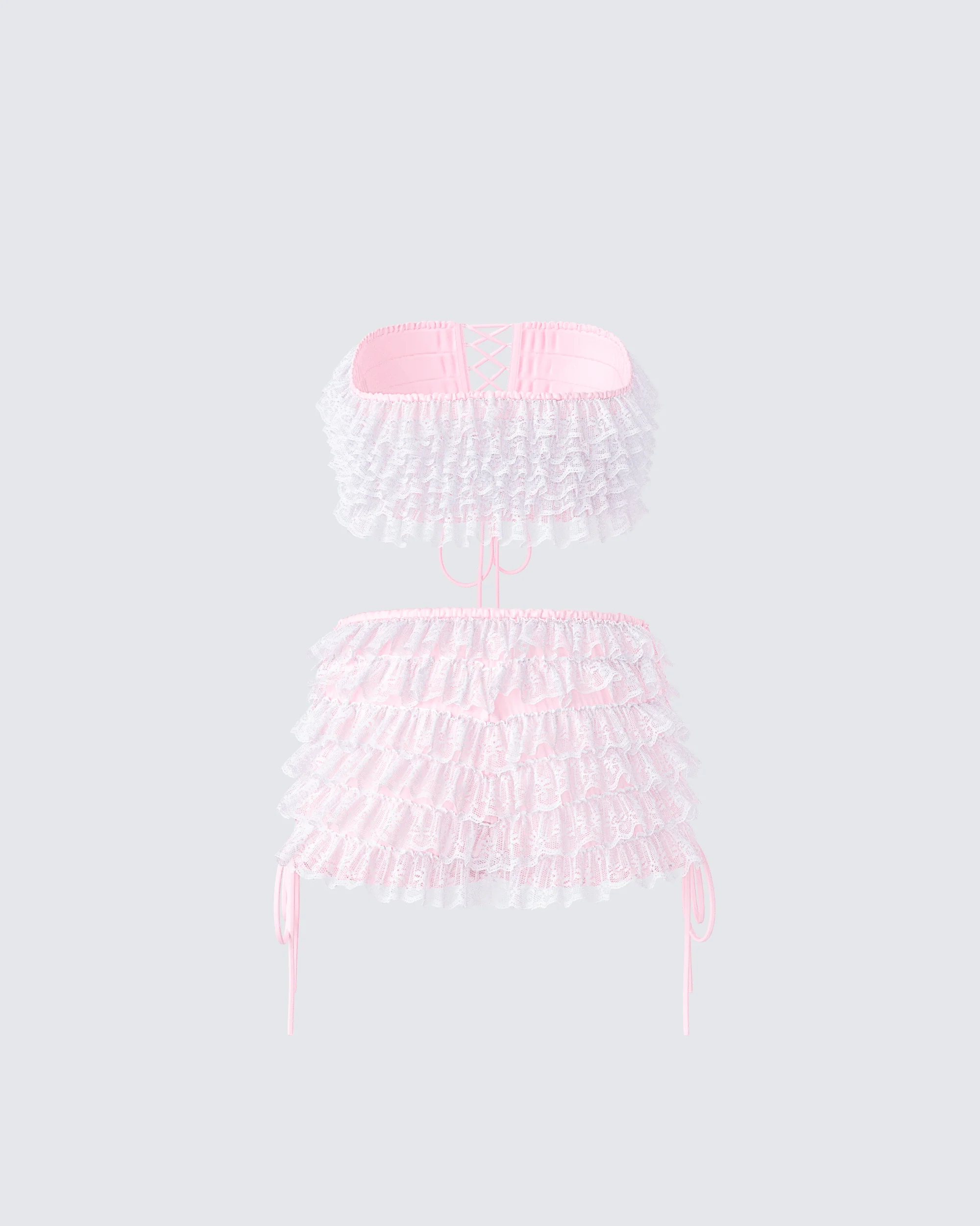 Hali Pink Lace Up Ruffle Set - Image 3
