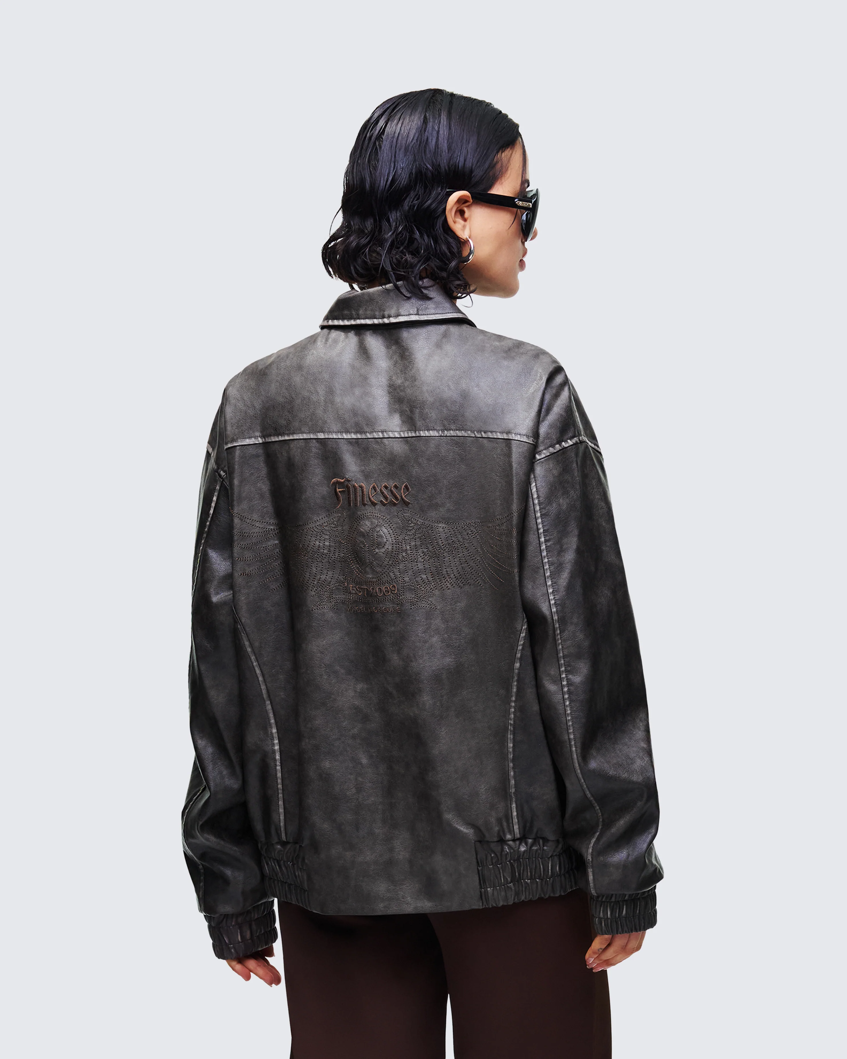 Hallow Brown Vegan Leather Jacket - Image 4