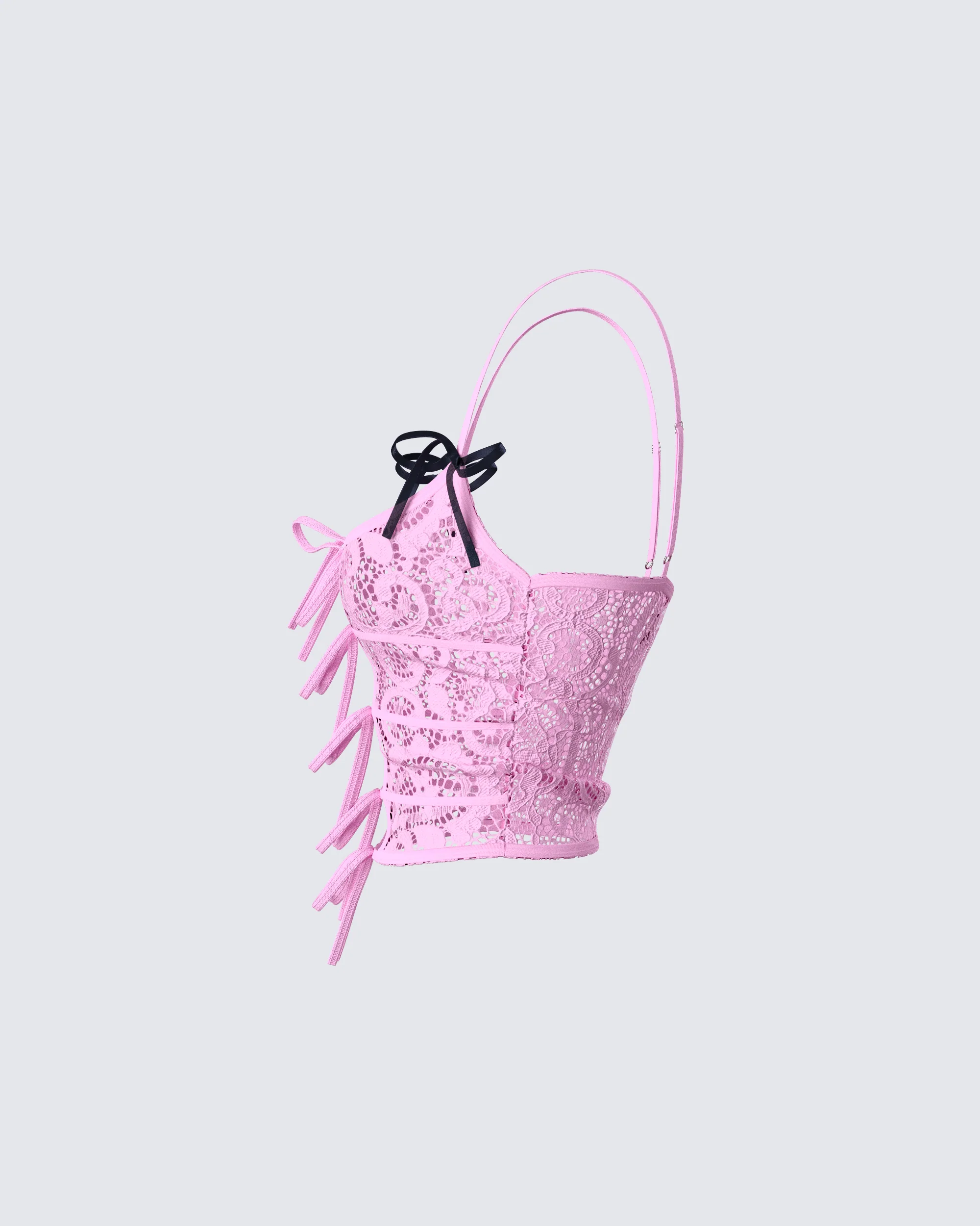Halsey Pink Lace Tie Front Top - Image 2