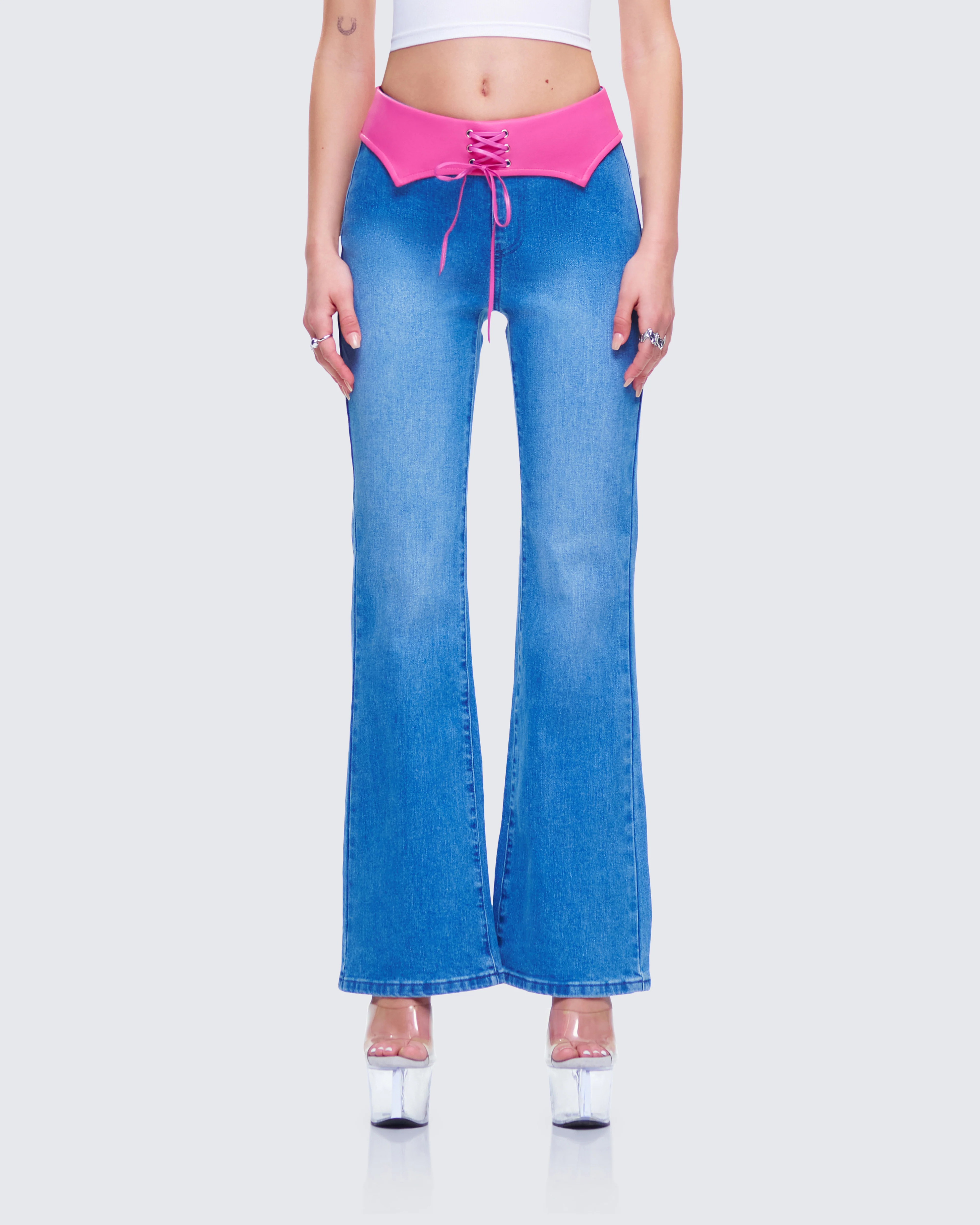 Hara Blue Low Rise Foldover Jean - Image 4
