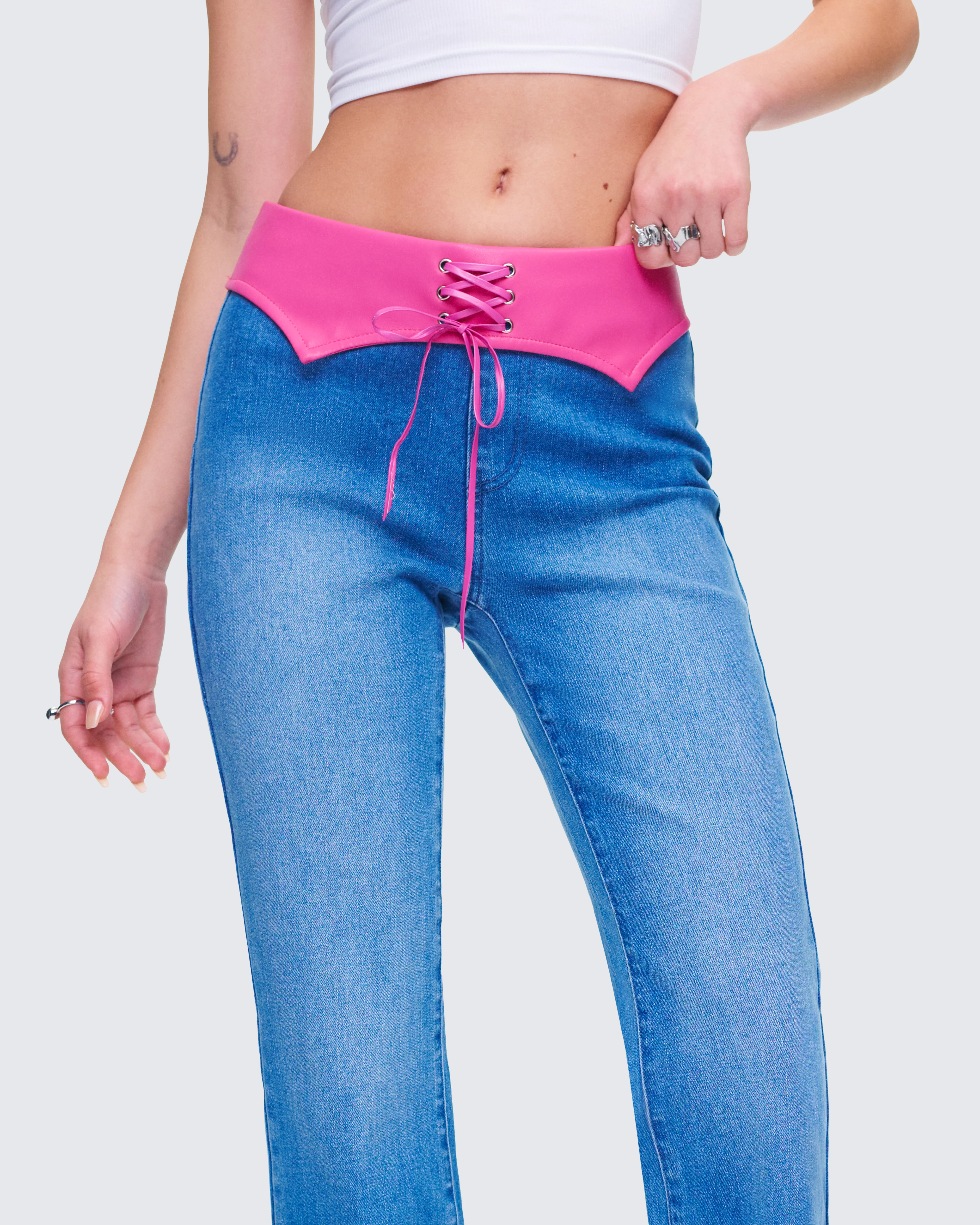 Hara Blue Low Rise Foldover Jean - Image 7