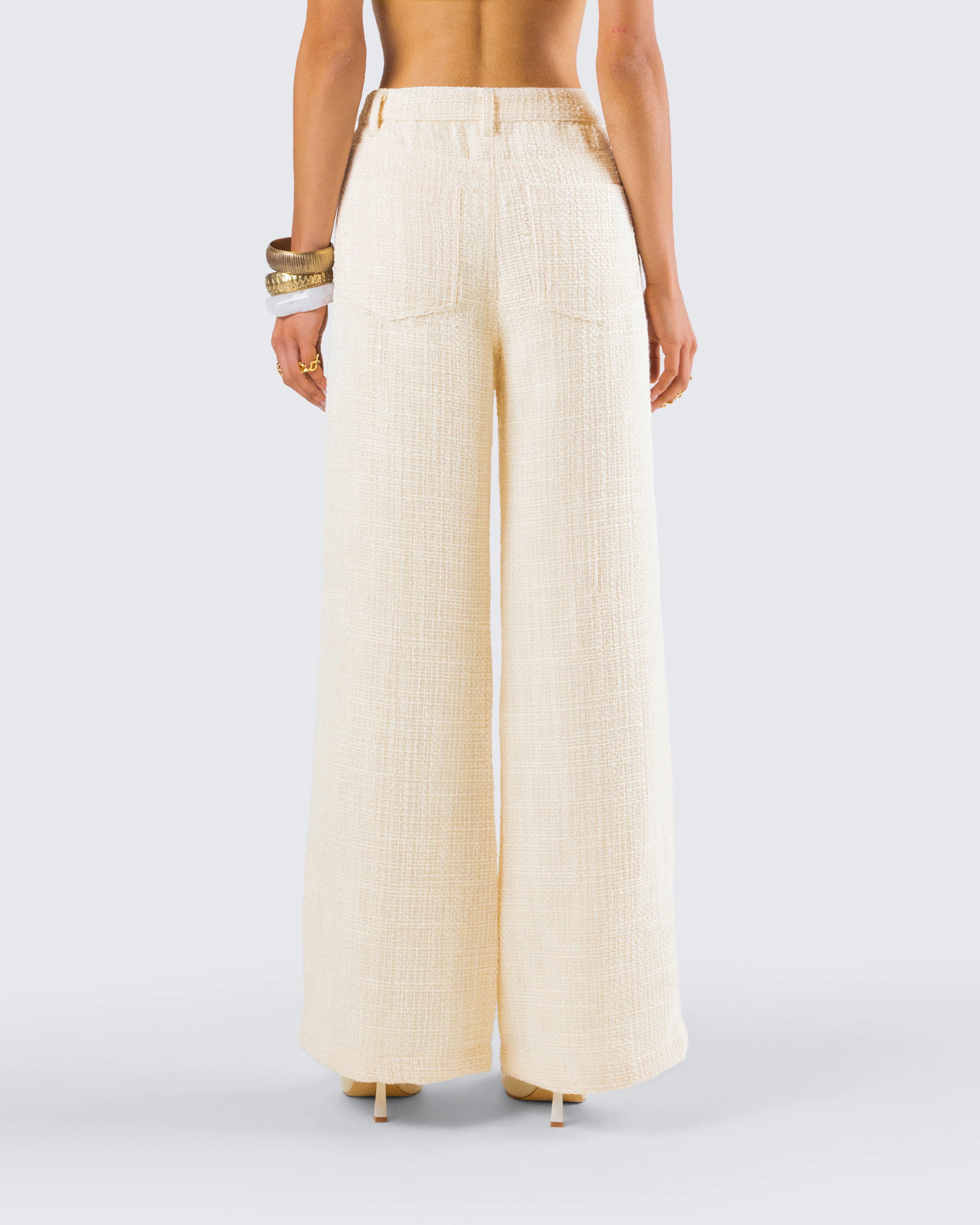 Havanah Ivory Tweed Mid Rise Pant - Image 7