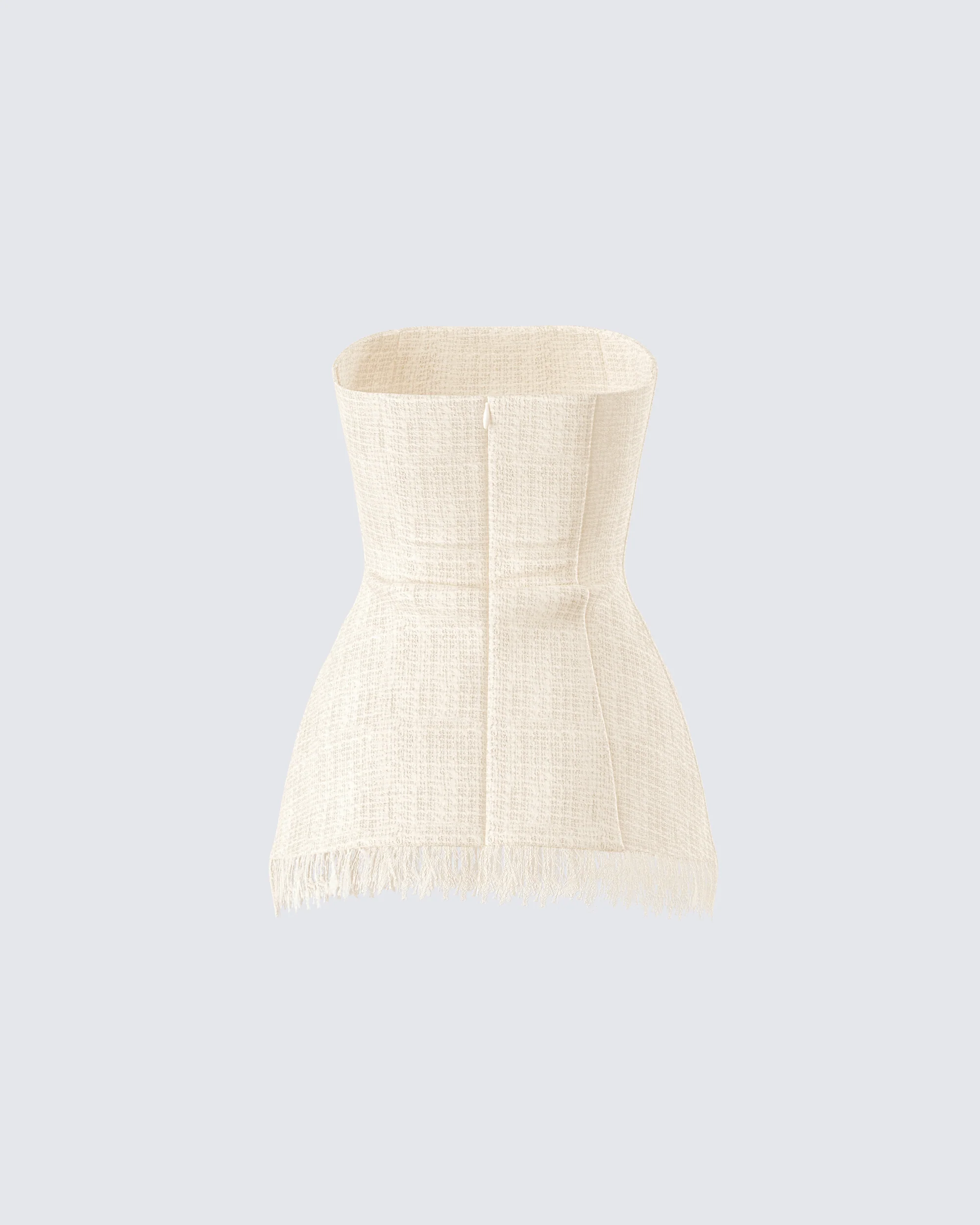 Havanah Ivory Tweed Strapless Top - Image 3