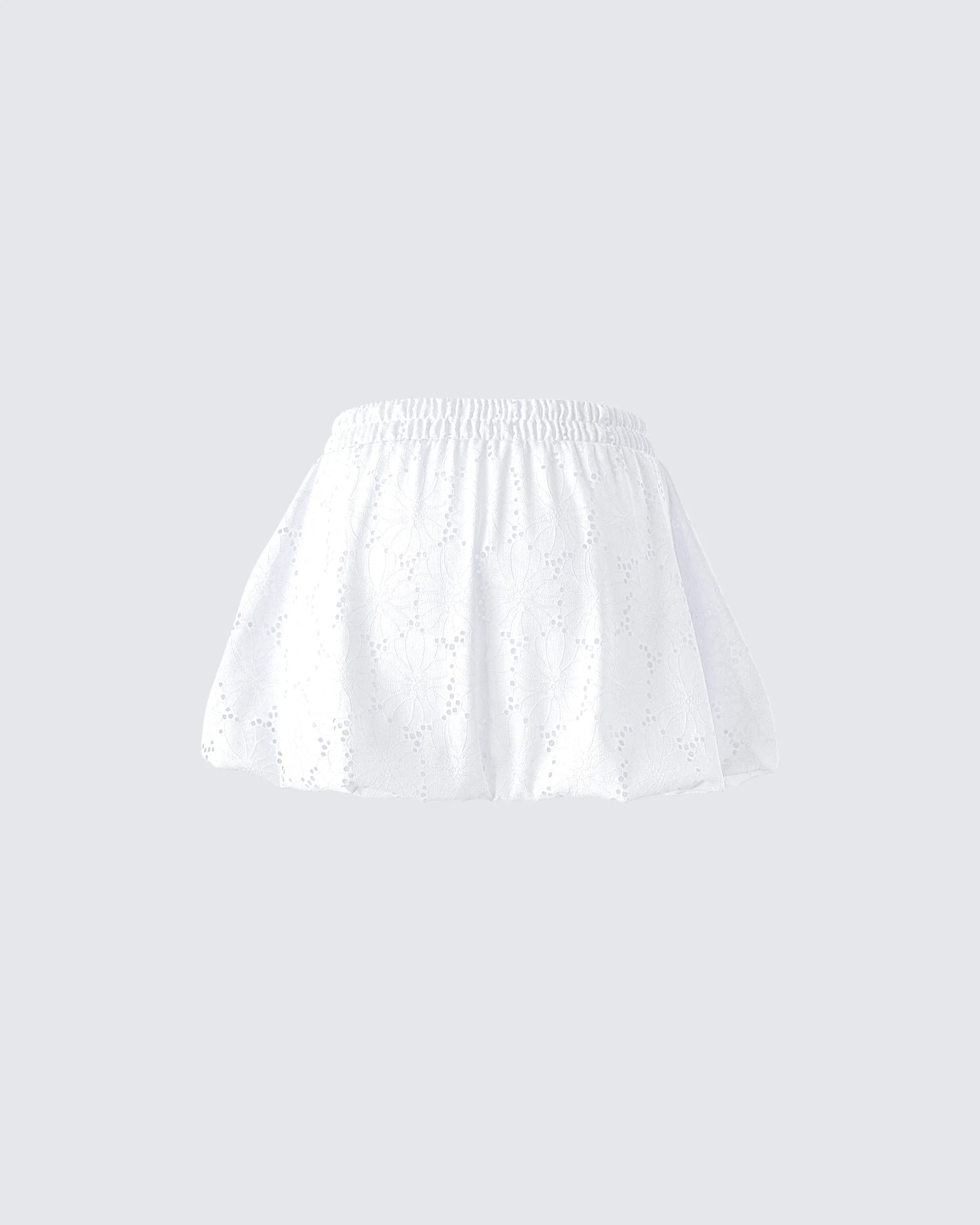 Hedi White Eyelet Bubble Mini Skirt - Image 3