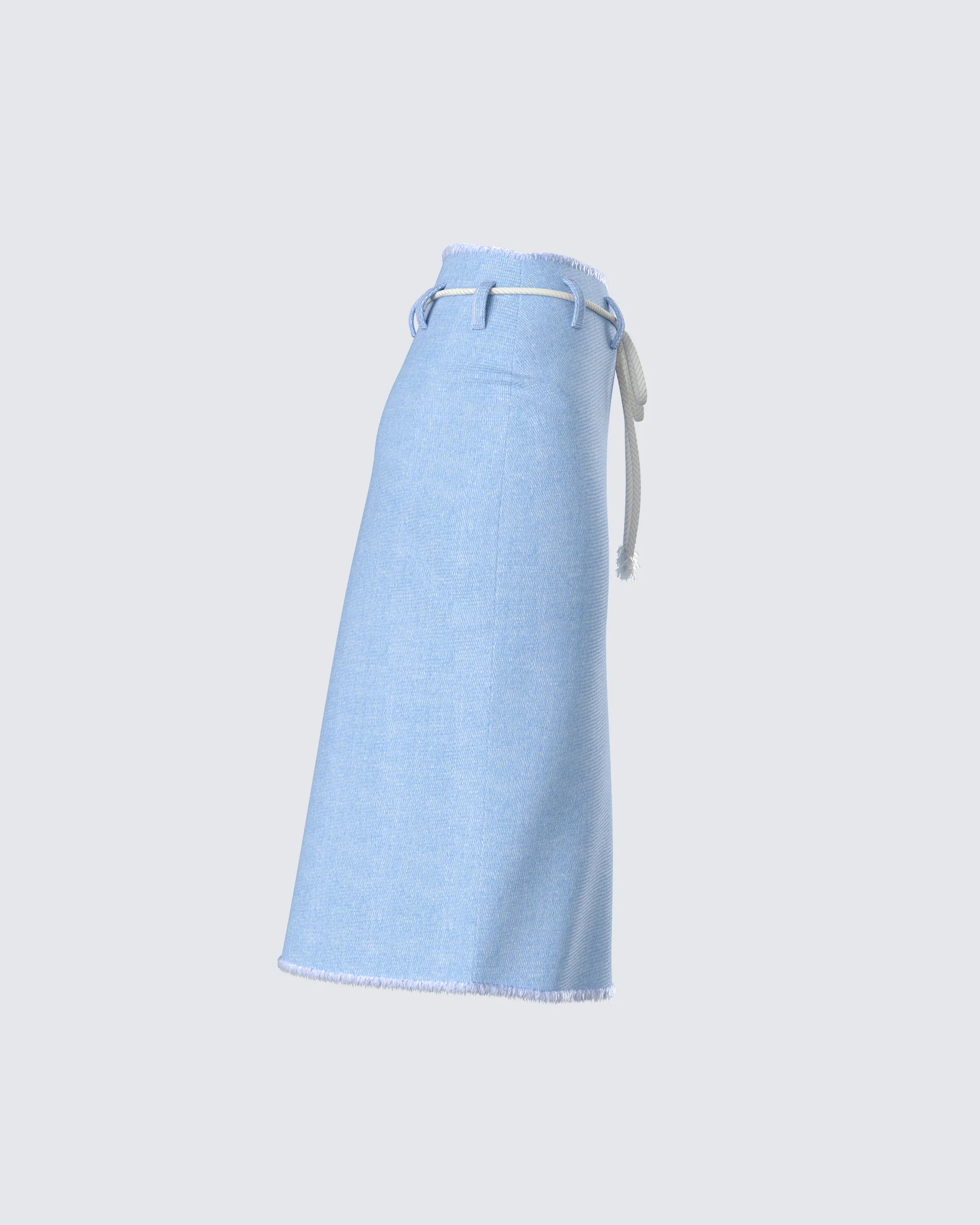Heidi Blue Column Midi Denim Skirt - Image 2
