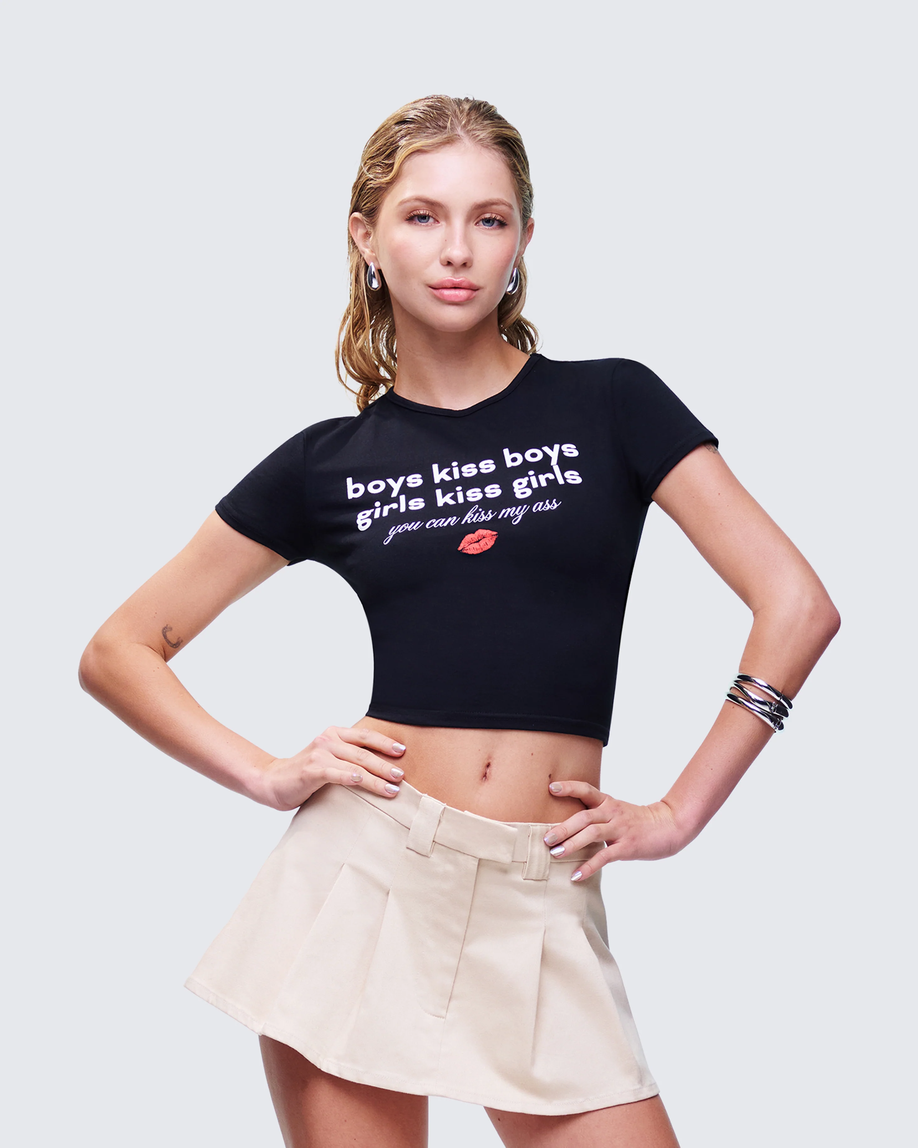 Hema Black Slogan Baby Tee - Image 3