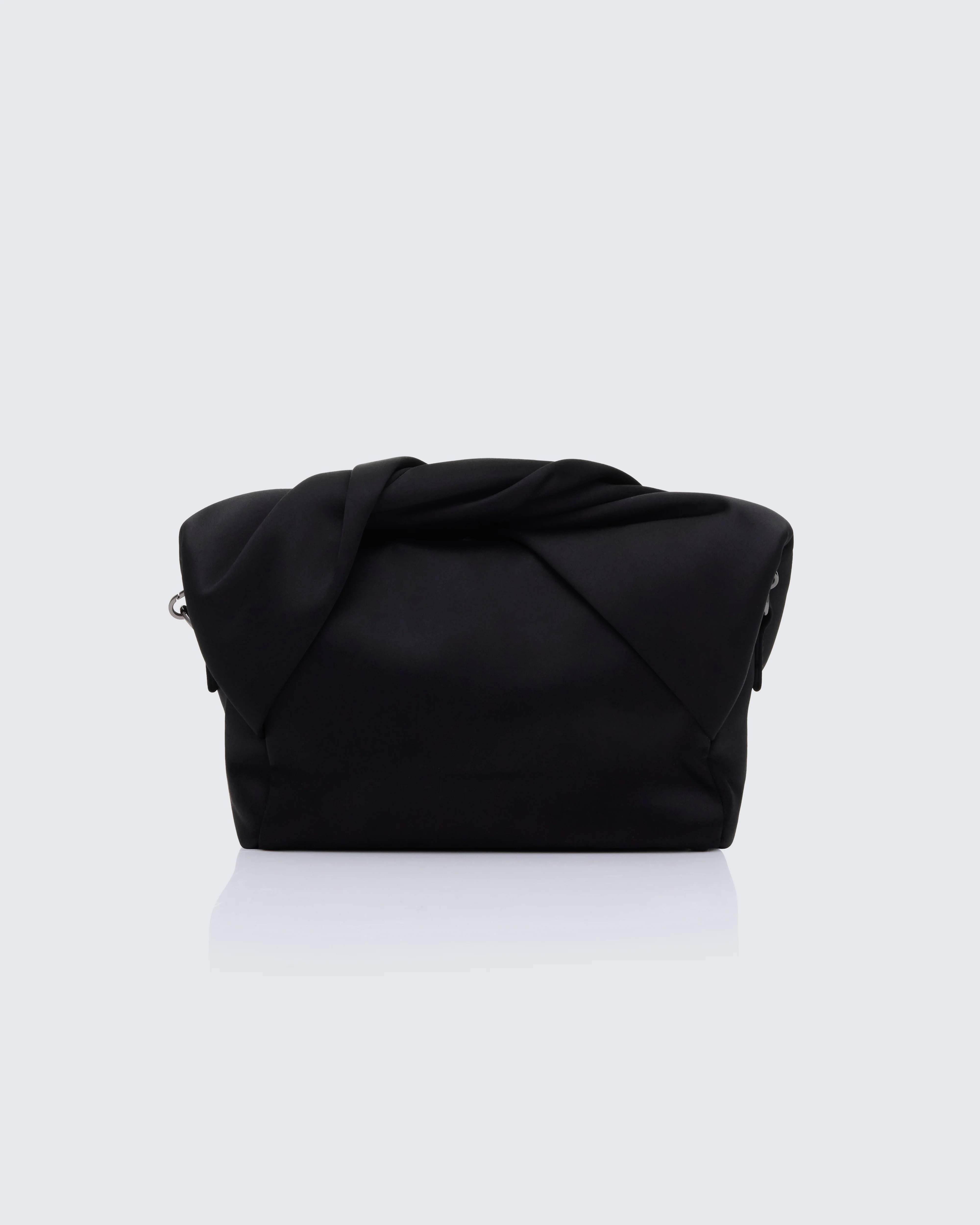Henrietta Black Satin Fold Over Bag - Image 2