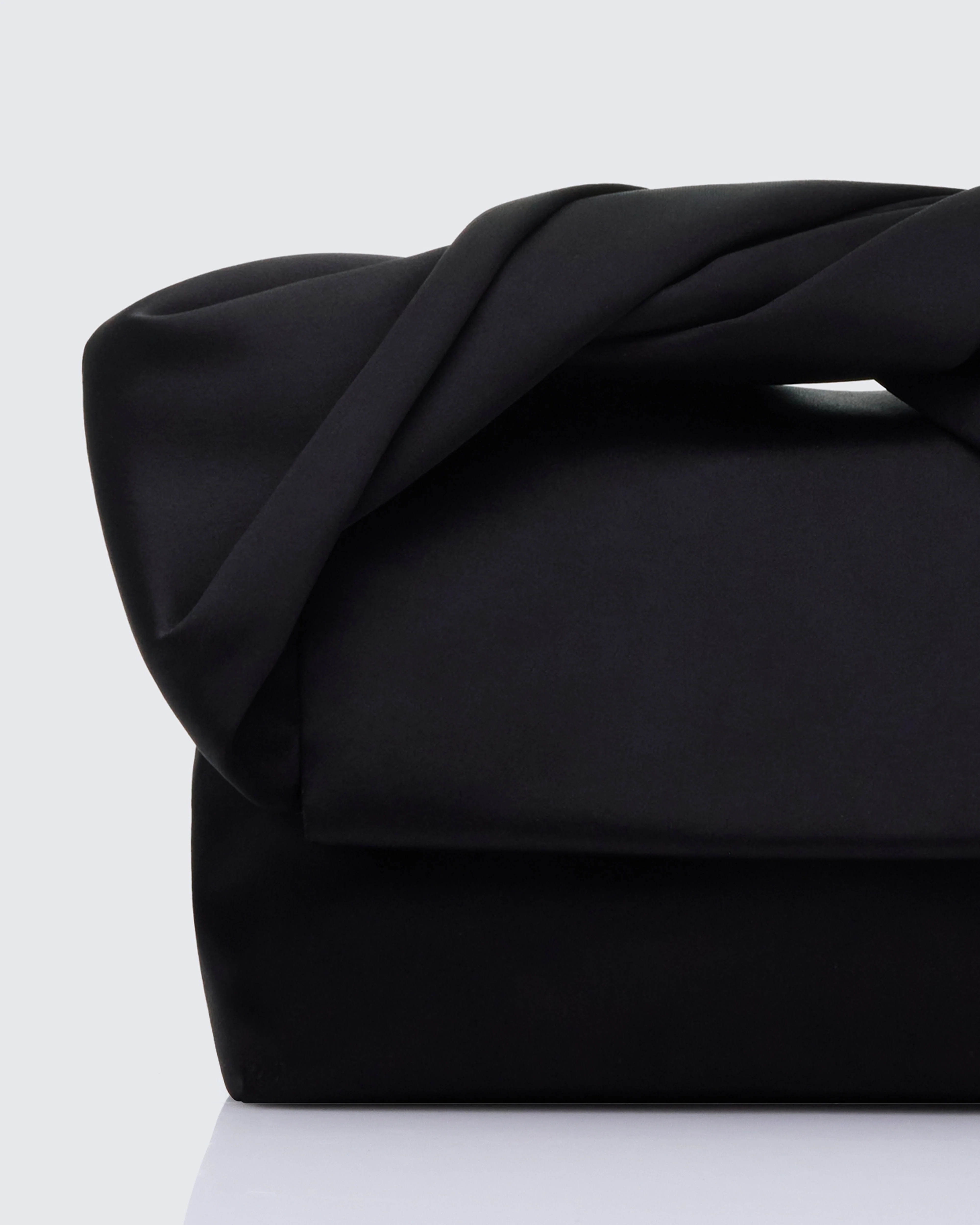 Henrietta Black Satin Fold Over Bag - Image 3