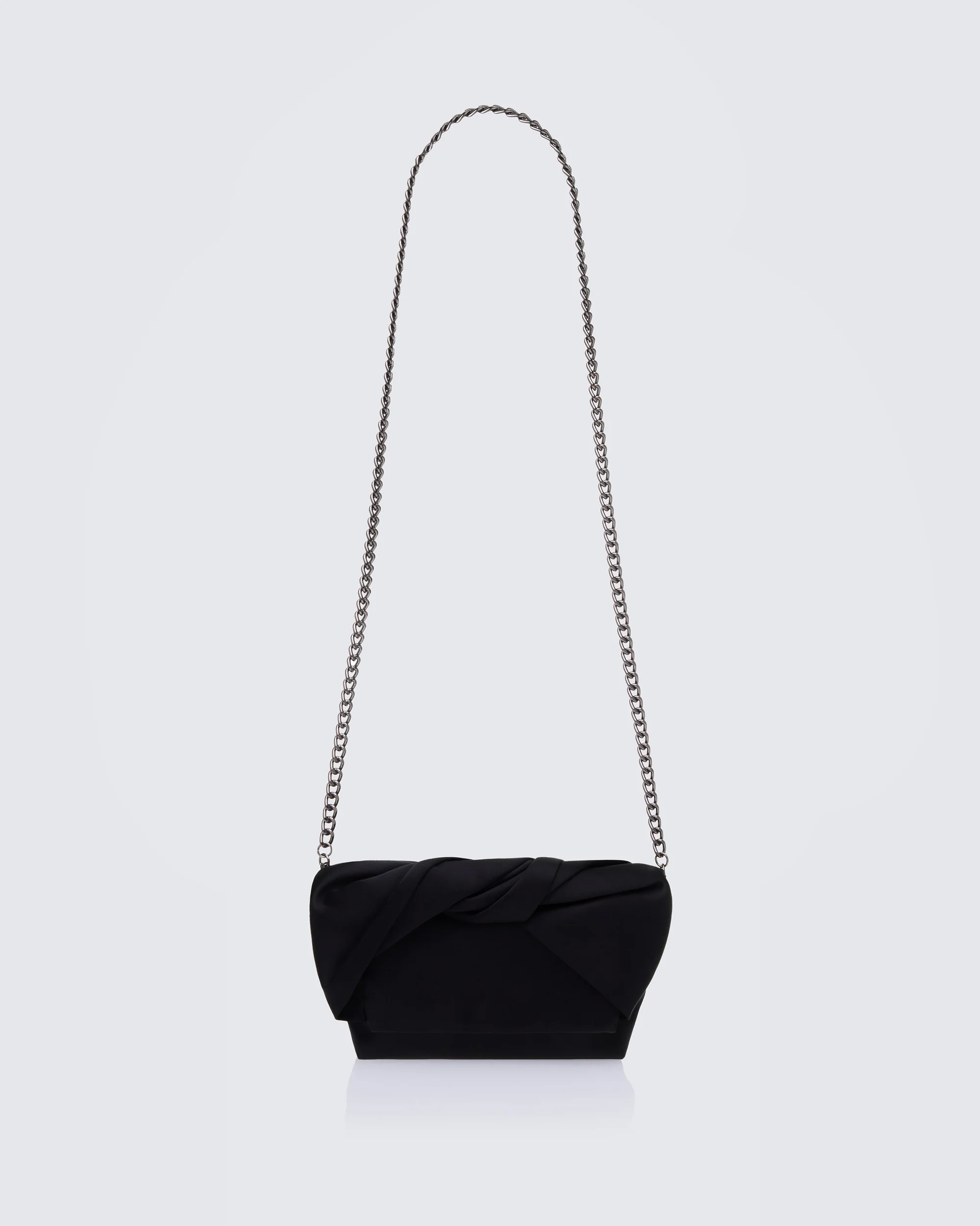Henrietta Black Satin Fold Over Bag - Image 4