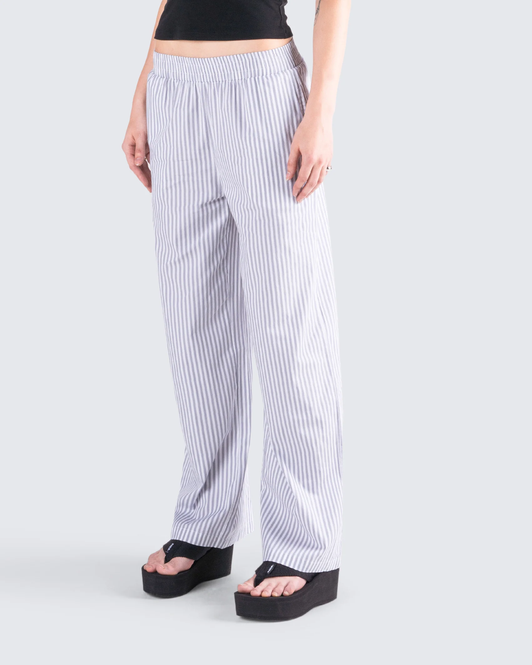 Hetty Grey Stripe Poplin Pant - Image 5