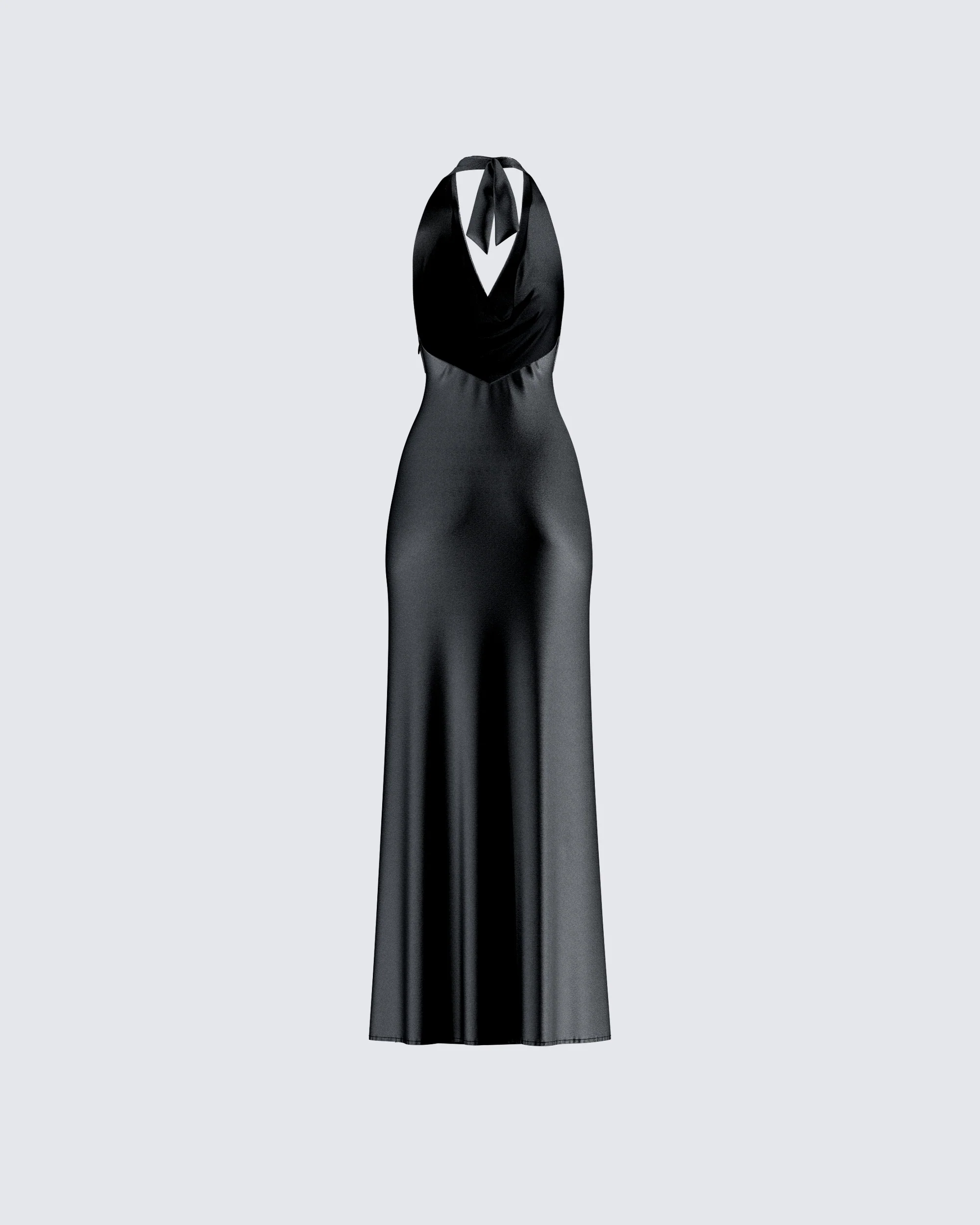 Holly Black Satin Cowl Maxi Dress - Image 3