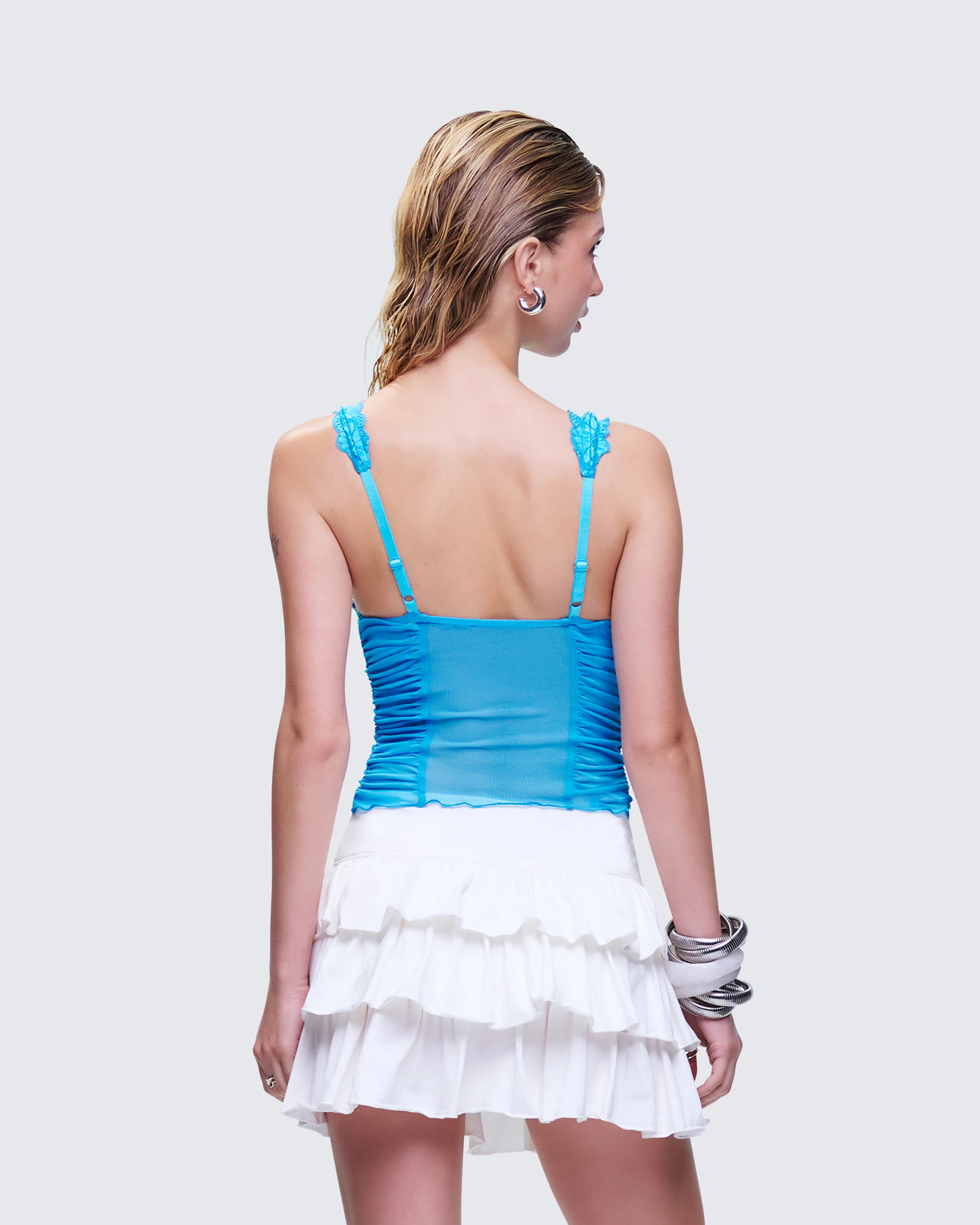 Hyacinth Blue Floral Bow Detail Top - Image 4