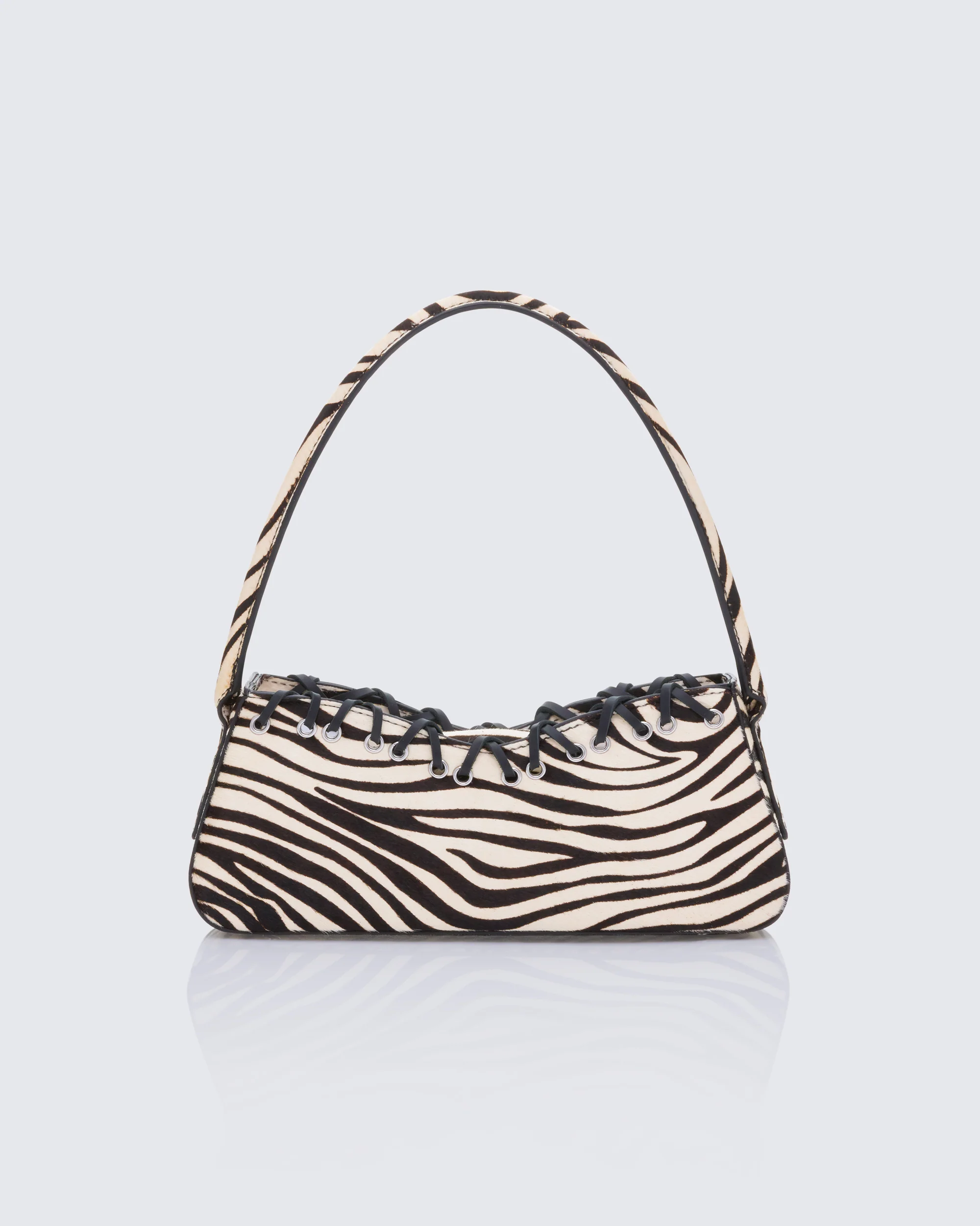 Icon Real Leather Zebra Whipstitch 90's Shoulder Bag - Image 2