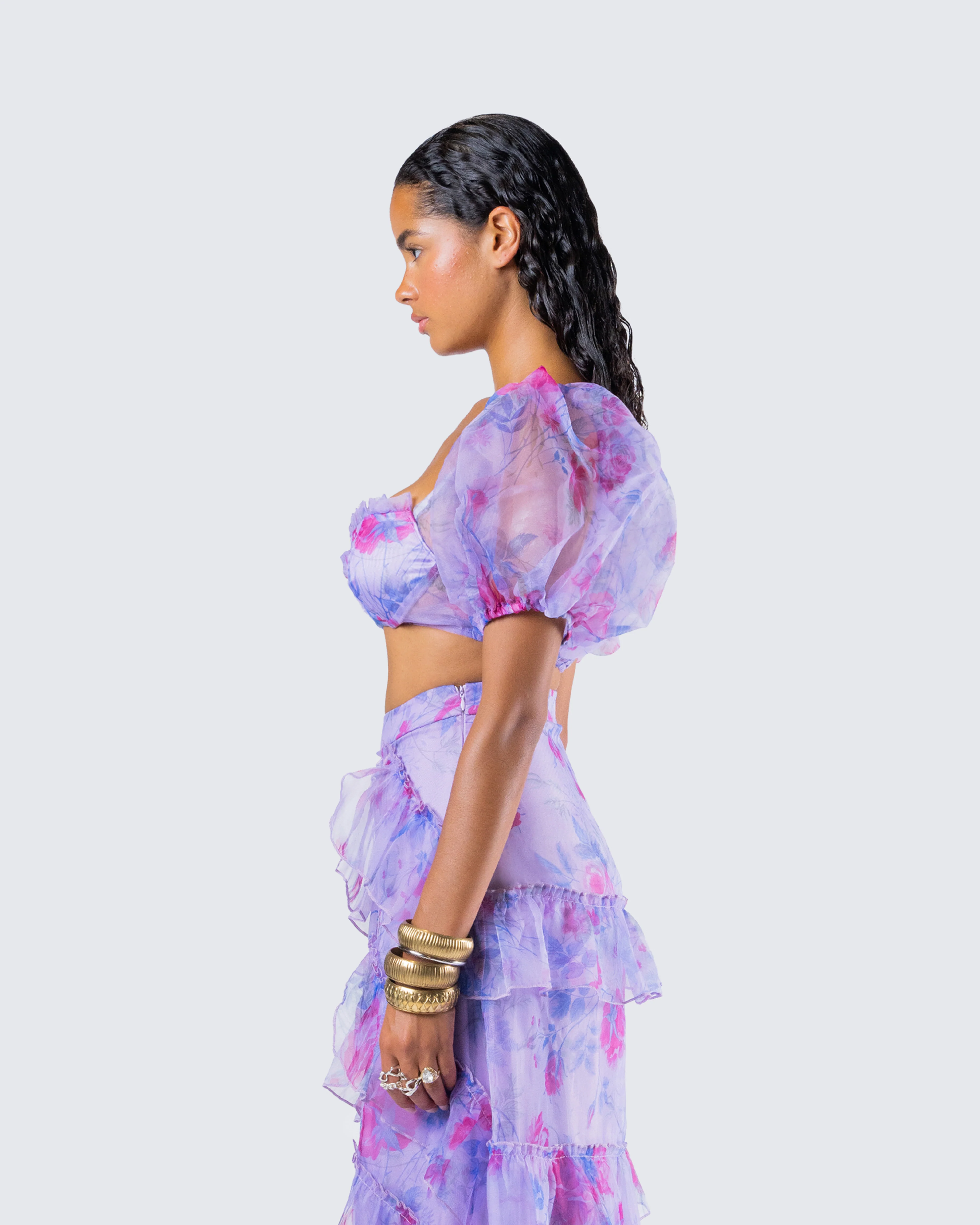 Ida Purple Floral Organza Top - Image 6