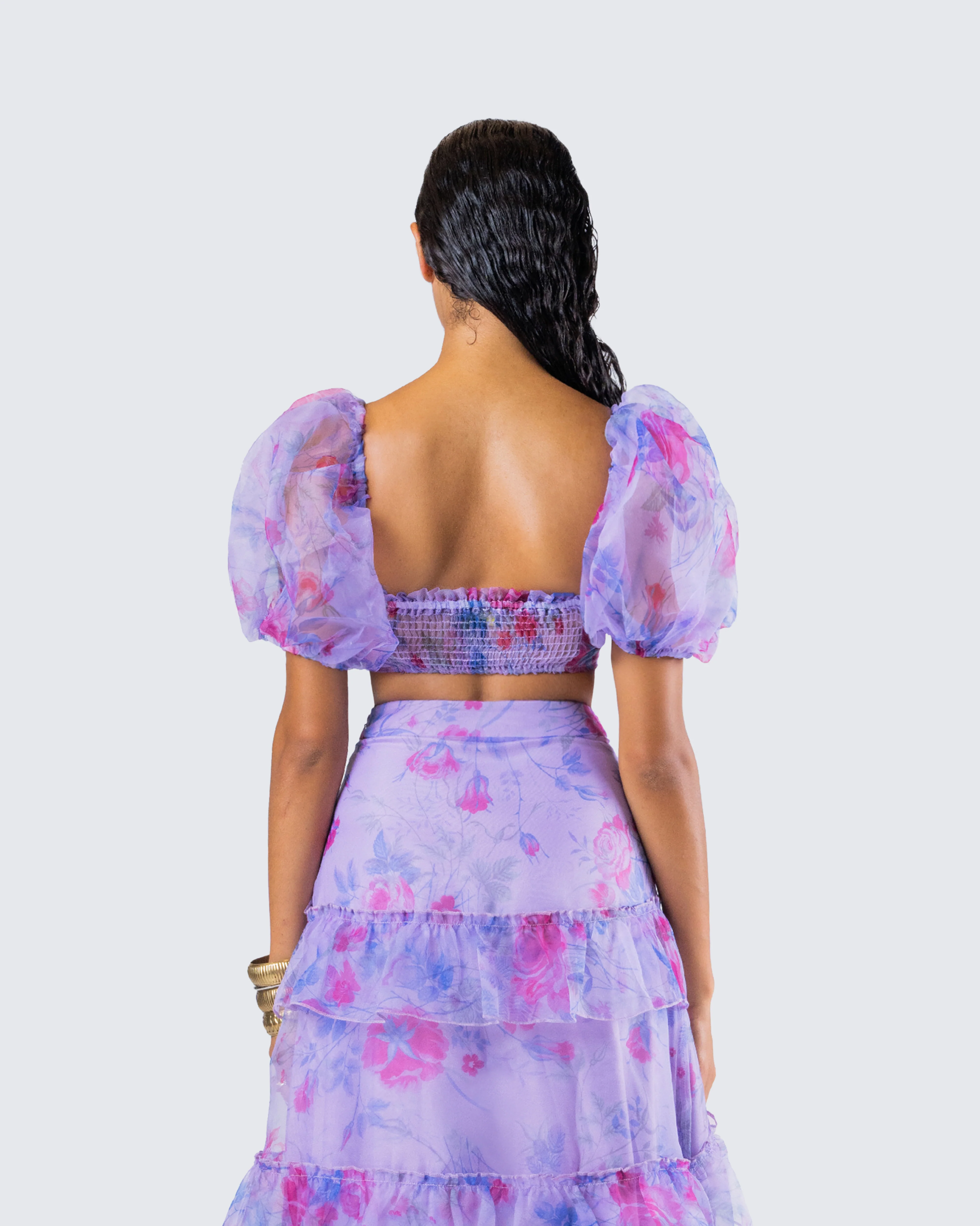 Ida Purple Floral Organza Top - Image 7