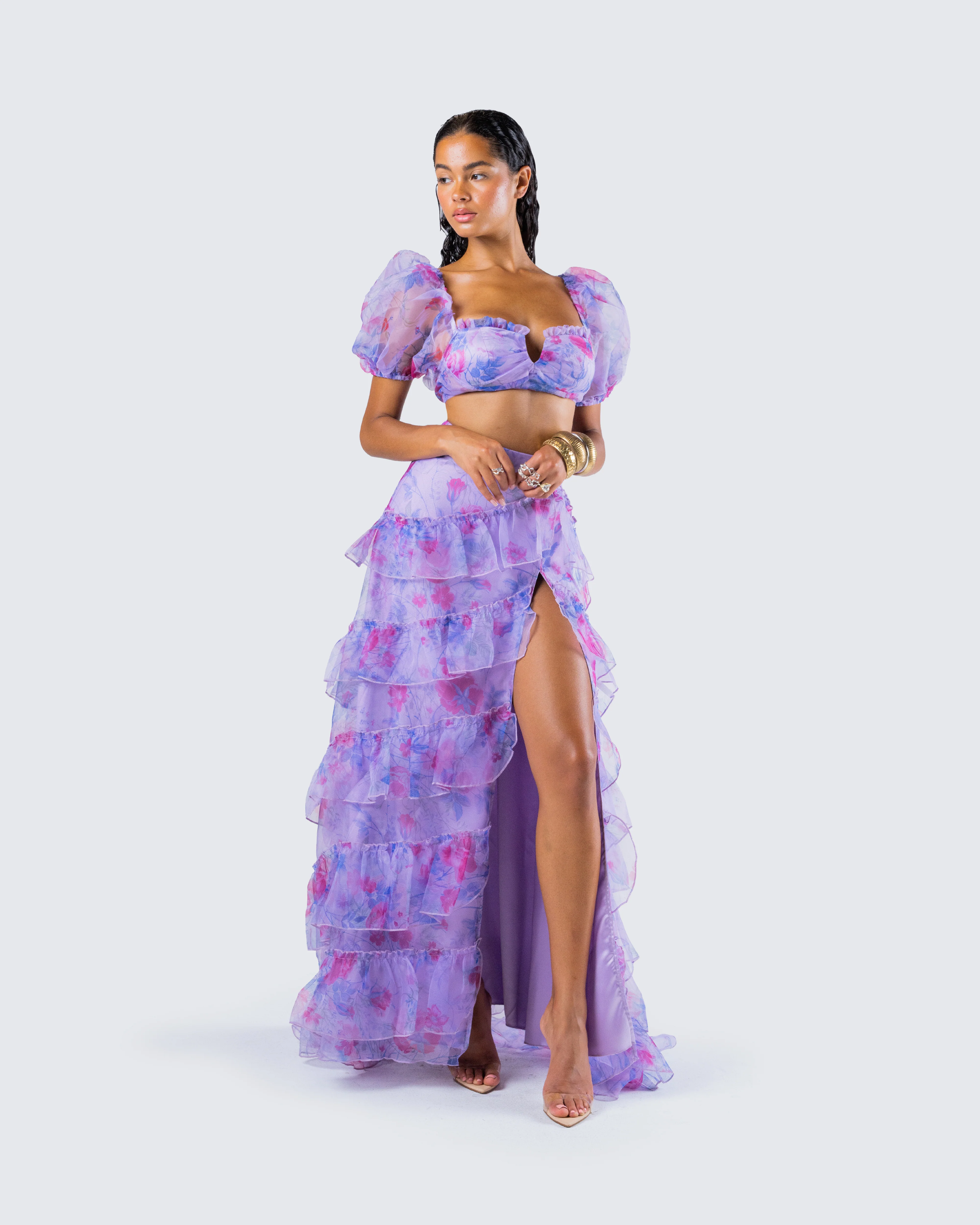Ida Purple Floral Organza Top - Image 9