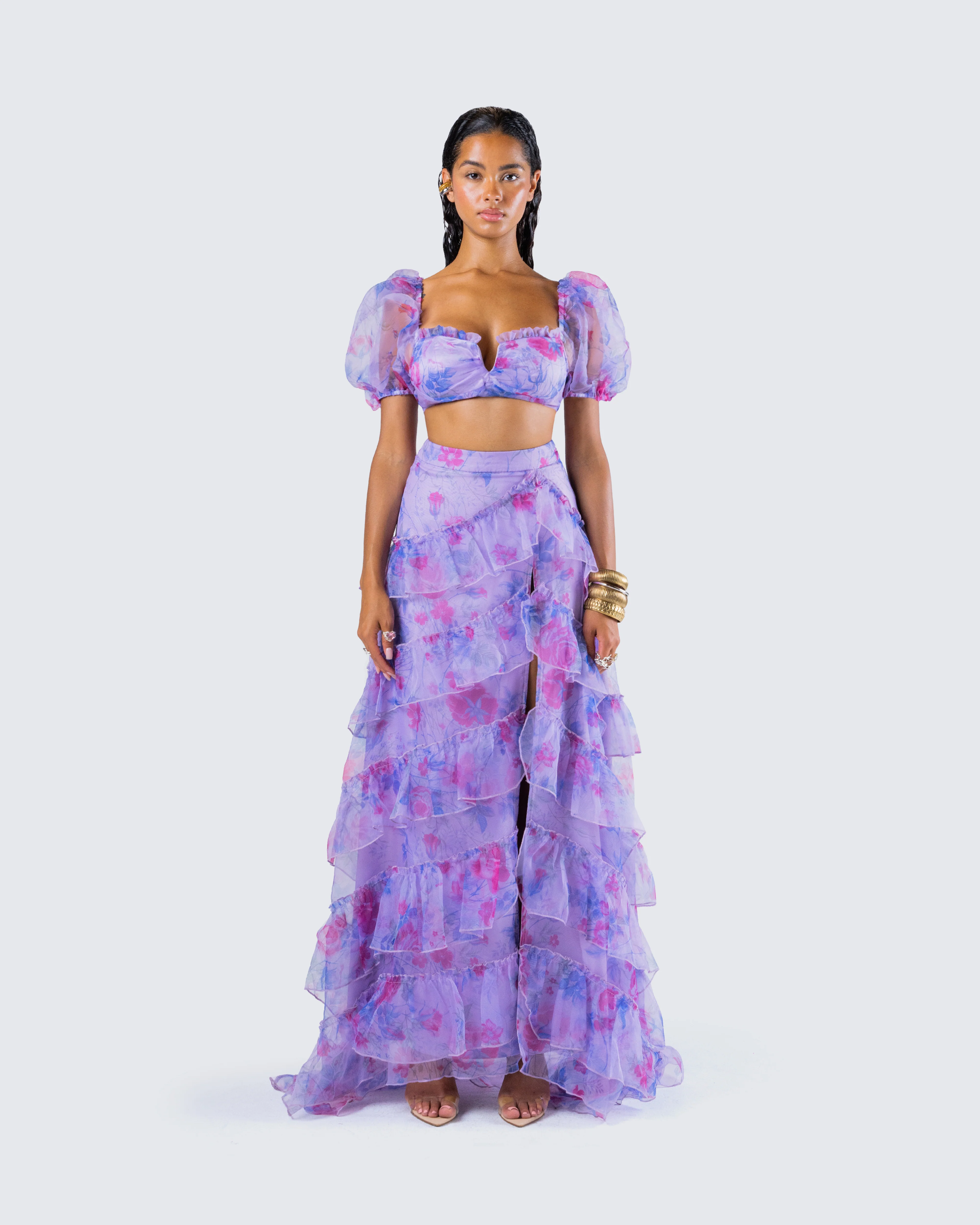 Ida Purple Floral Maxi Set - Image 4