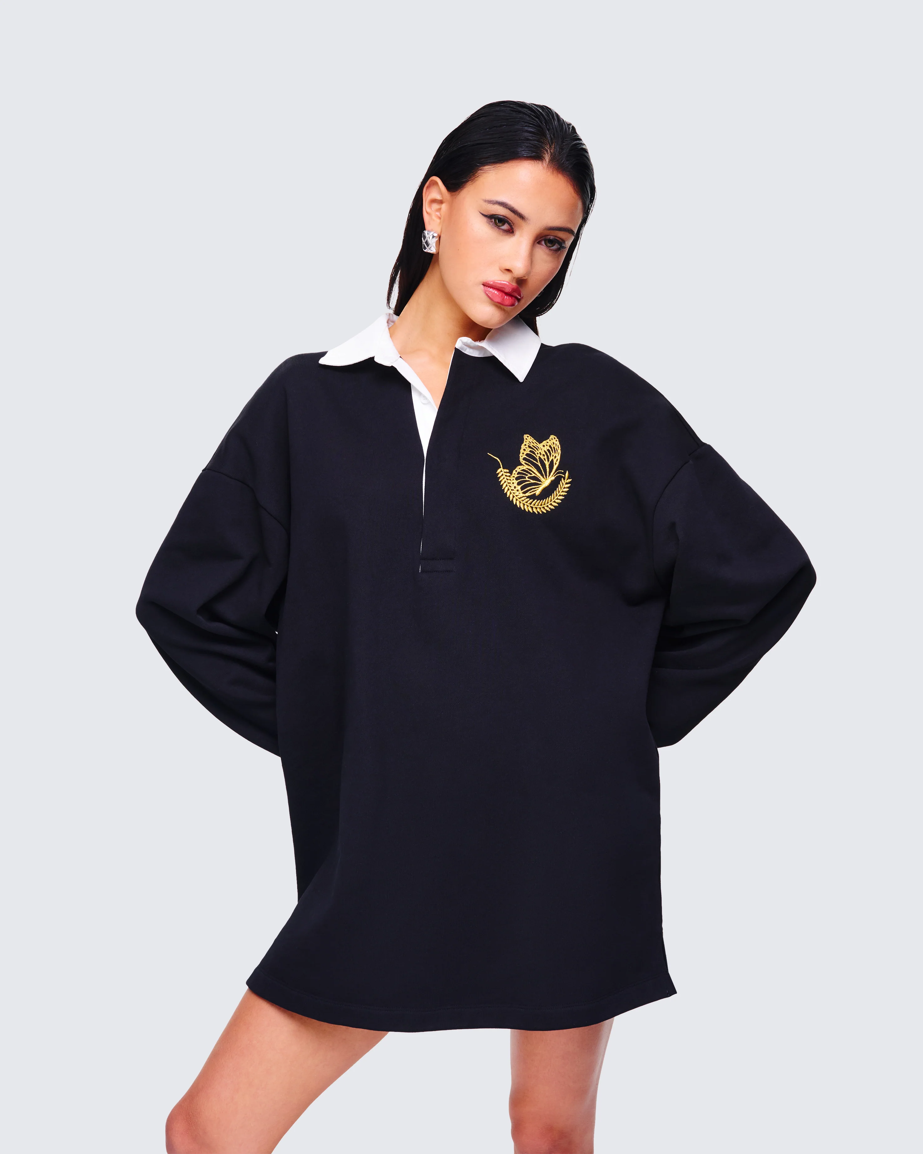 Iden Black Rugby Polo Dress - Image 8