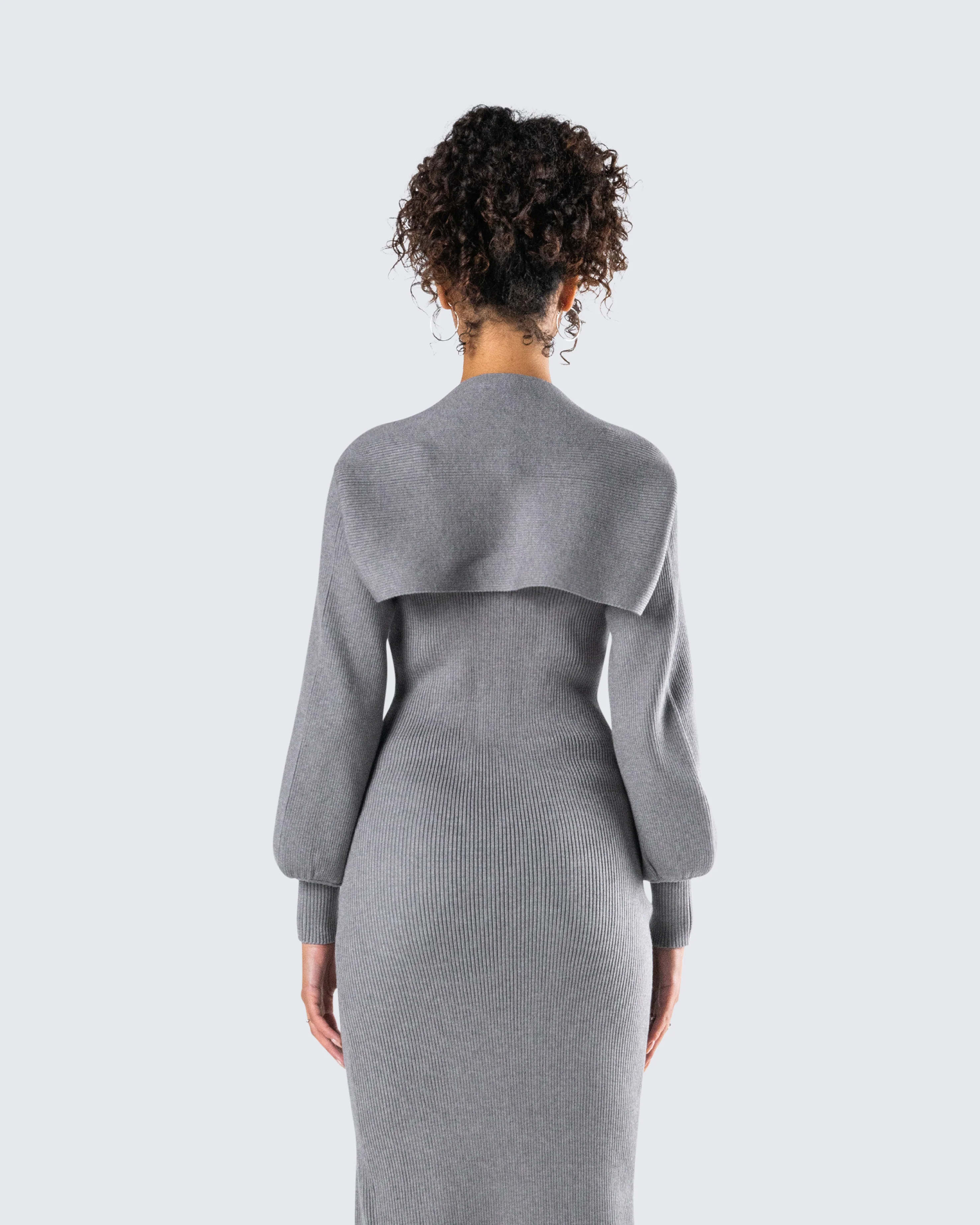 Ilana Grey Rib Shrug Sweater Top - Image 7
