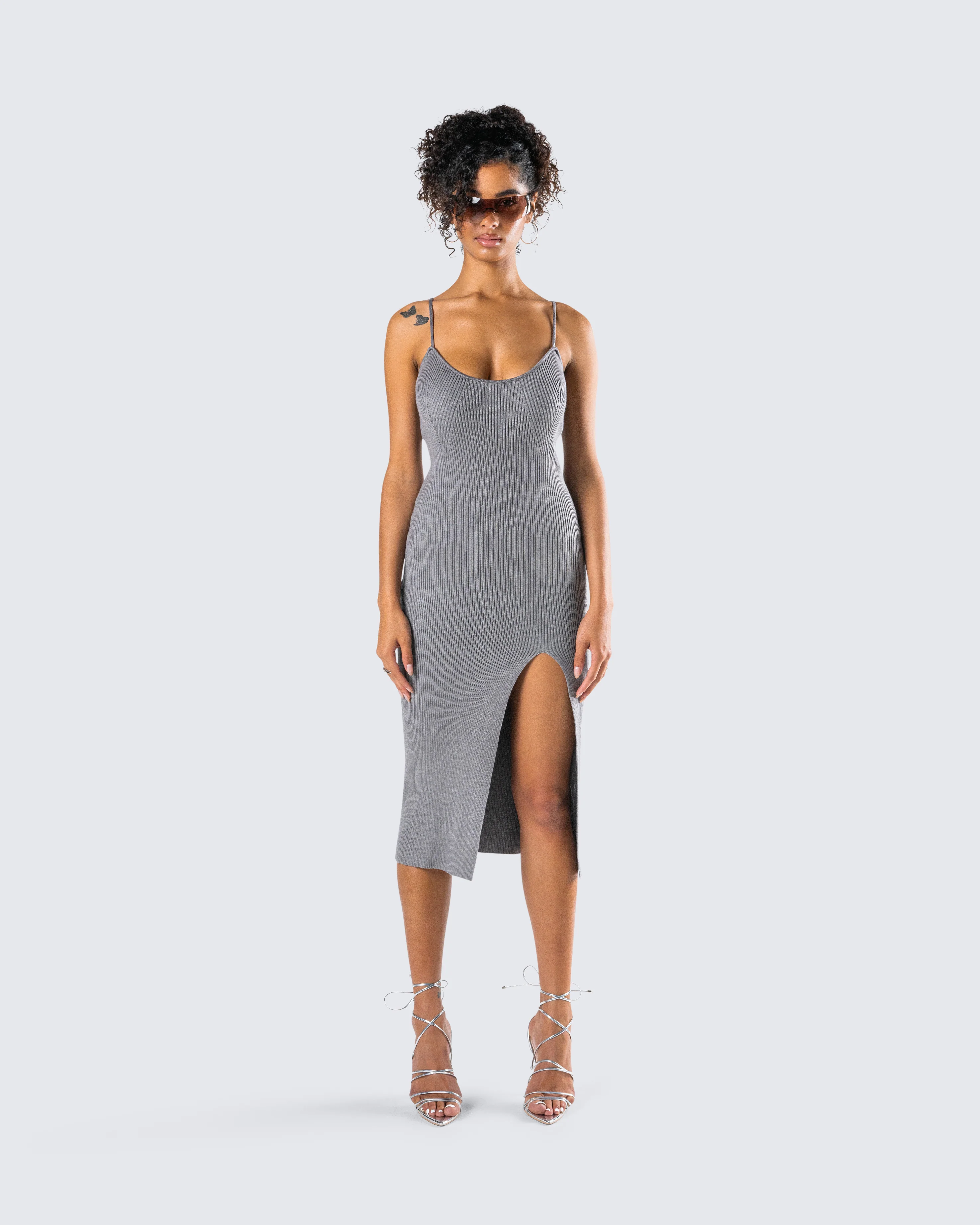 Ilana Grey Rib Sweater Dress - Image 4