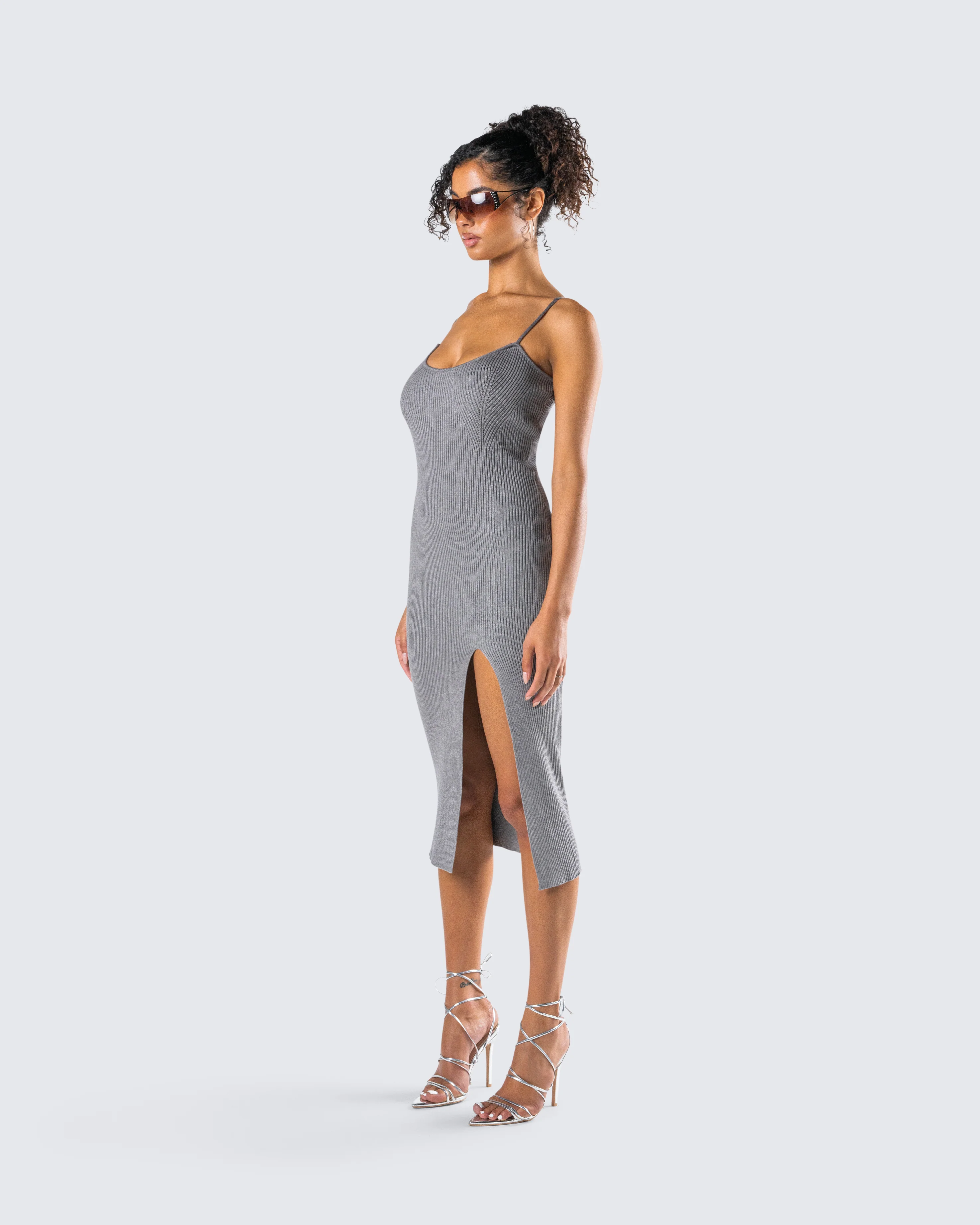 Ilana Grey Rib Sweater Dress - Image 5