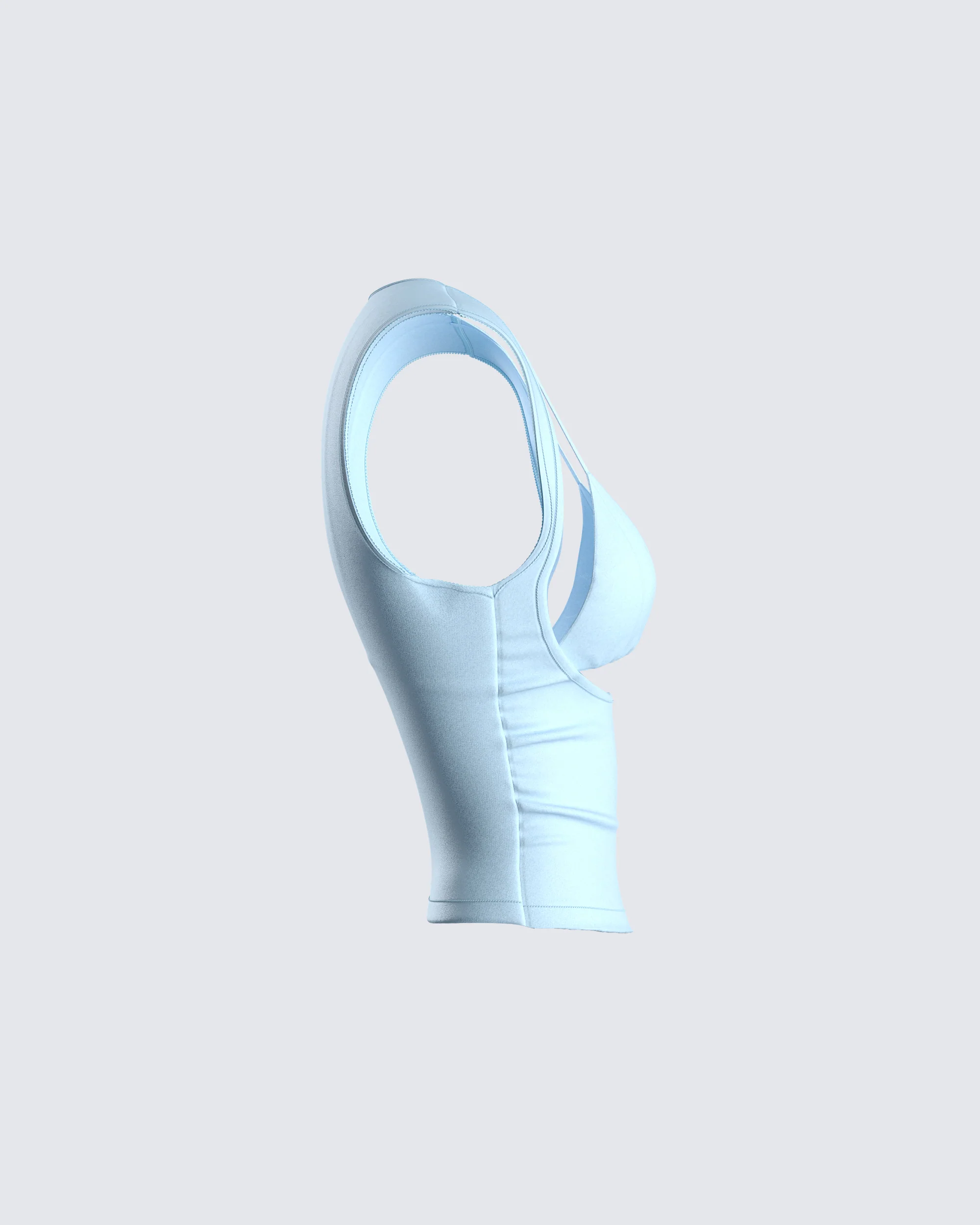 Indie Baby Blue Jersey Cut Out Top - Image 2