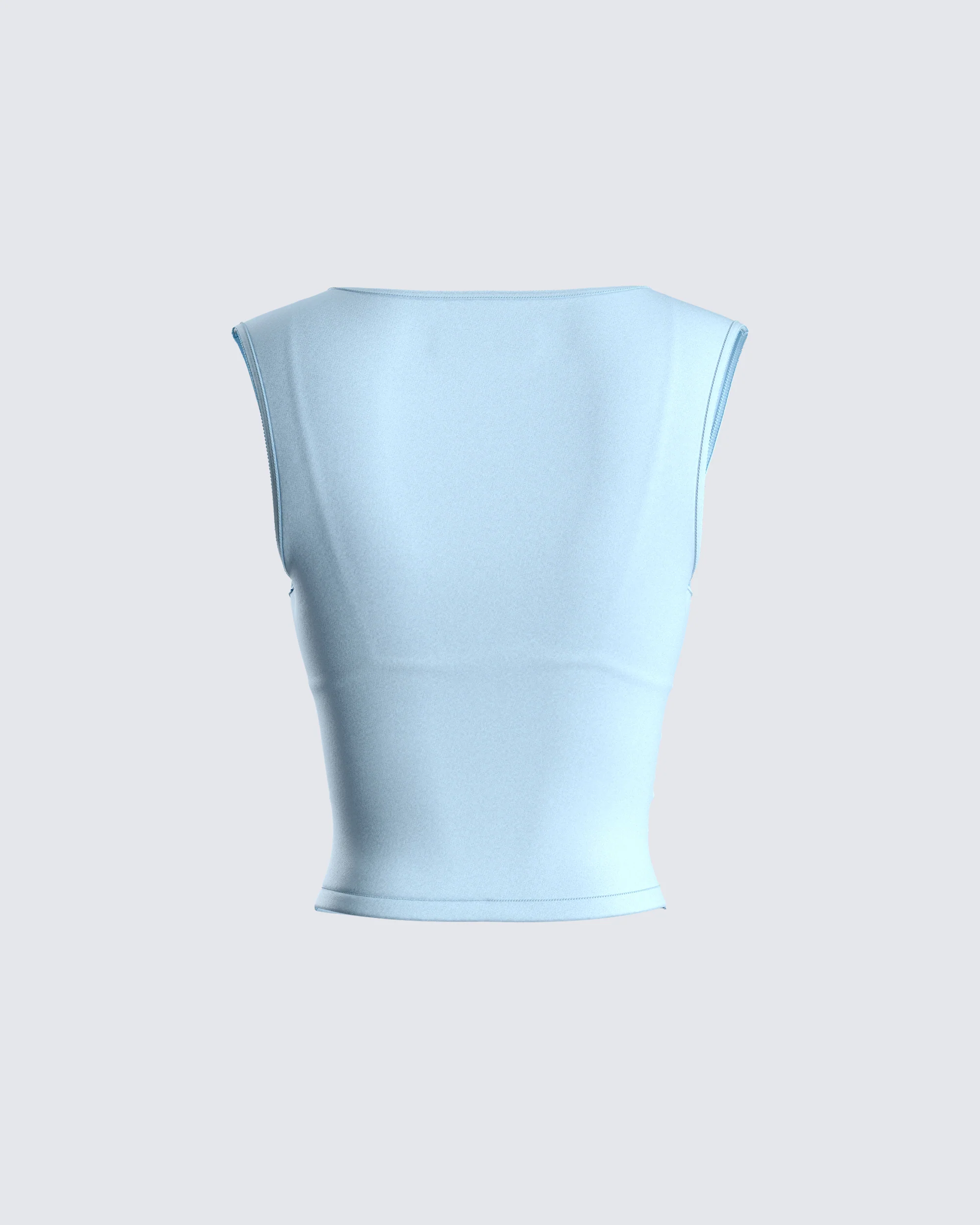 Indie Baby Blue Jersey Cut Out Top - Image 3