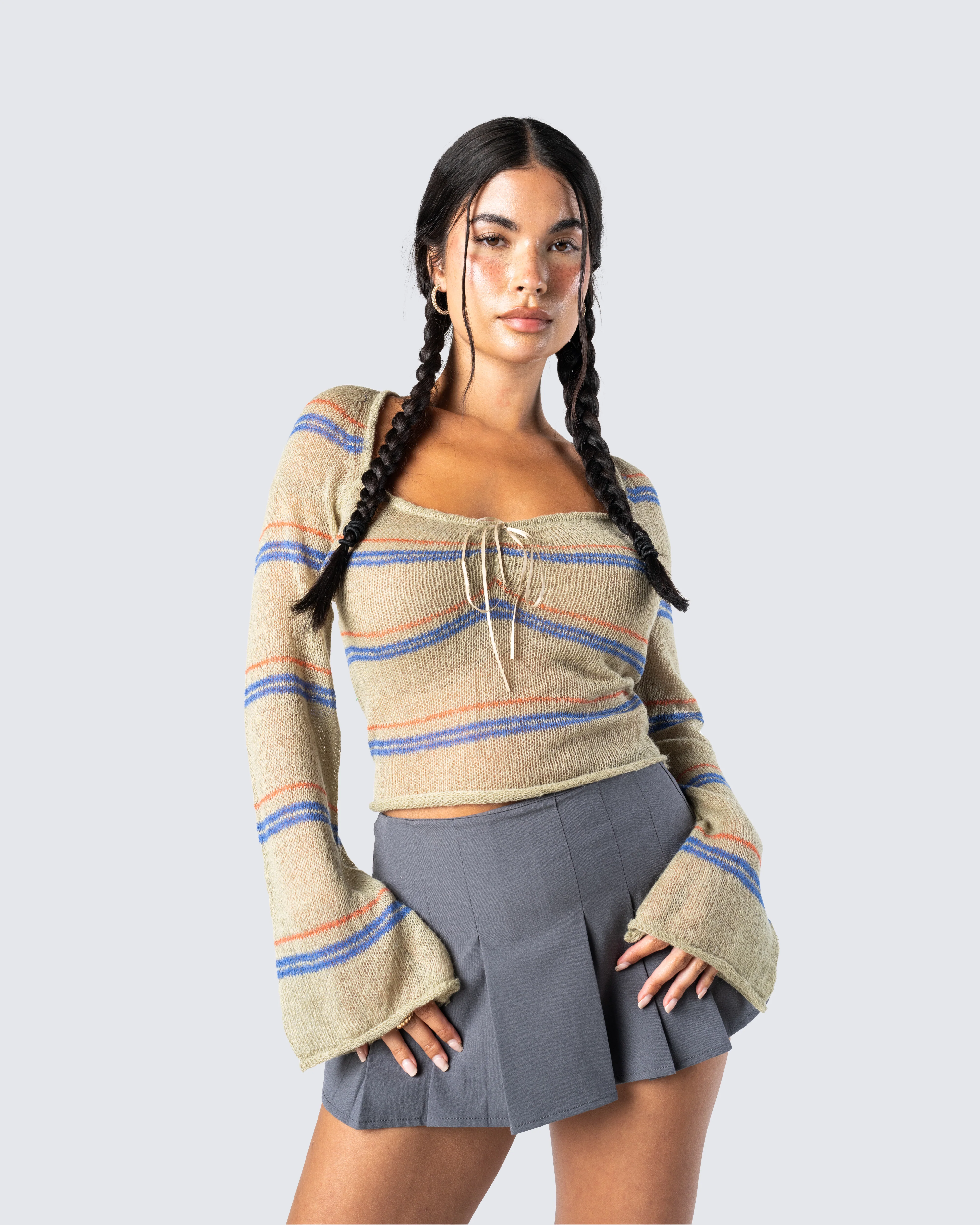 Iona Green Sweater Knit Top - Image 7