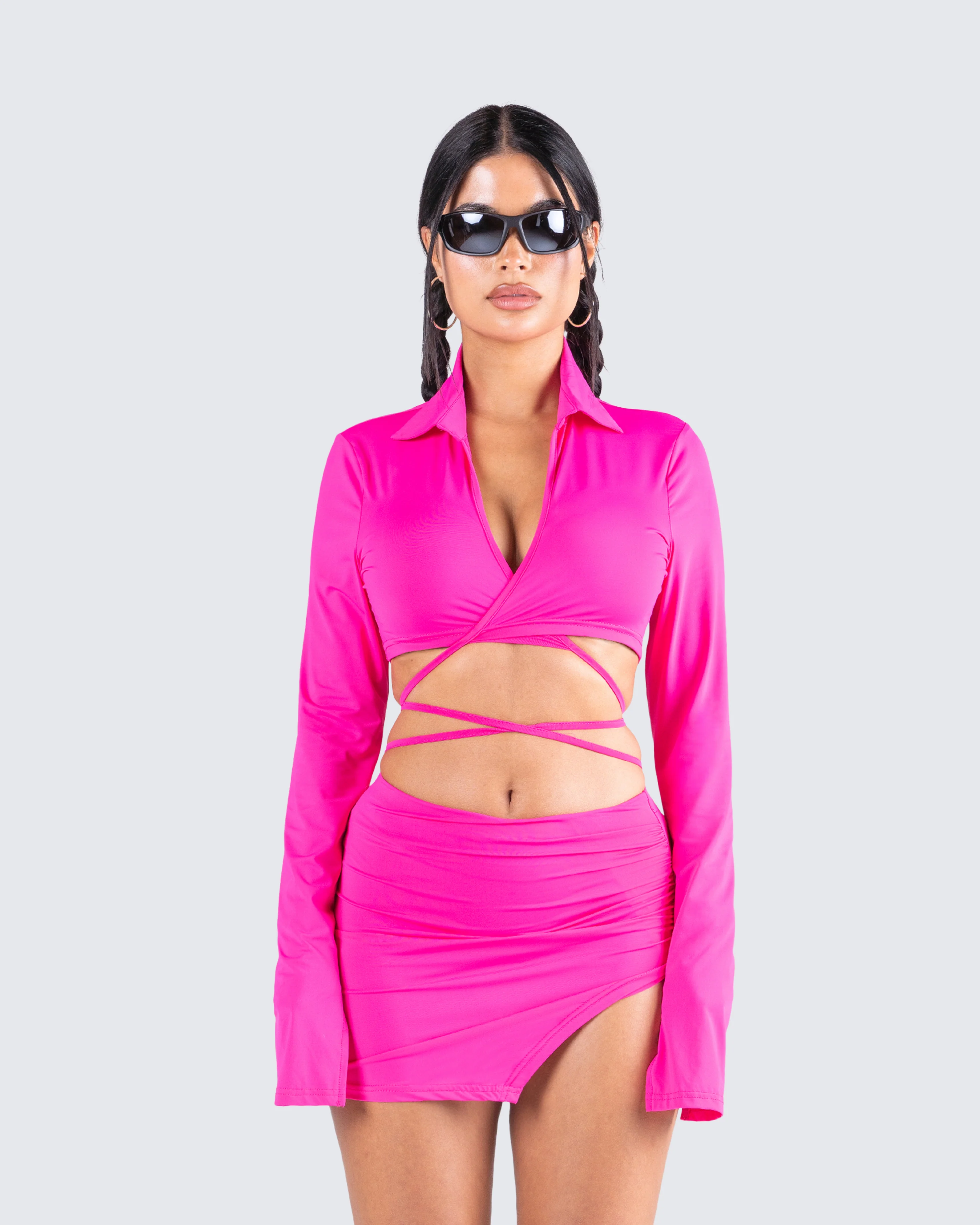 Irene Pink Wrap Top - Image 4