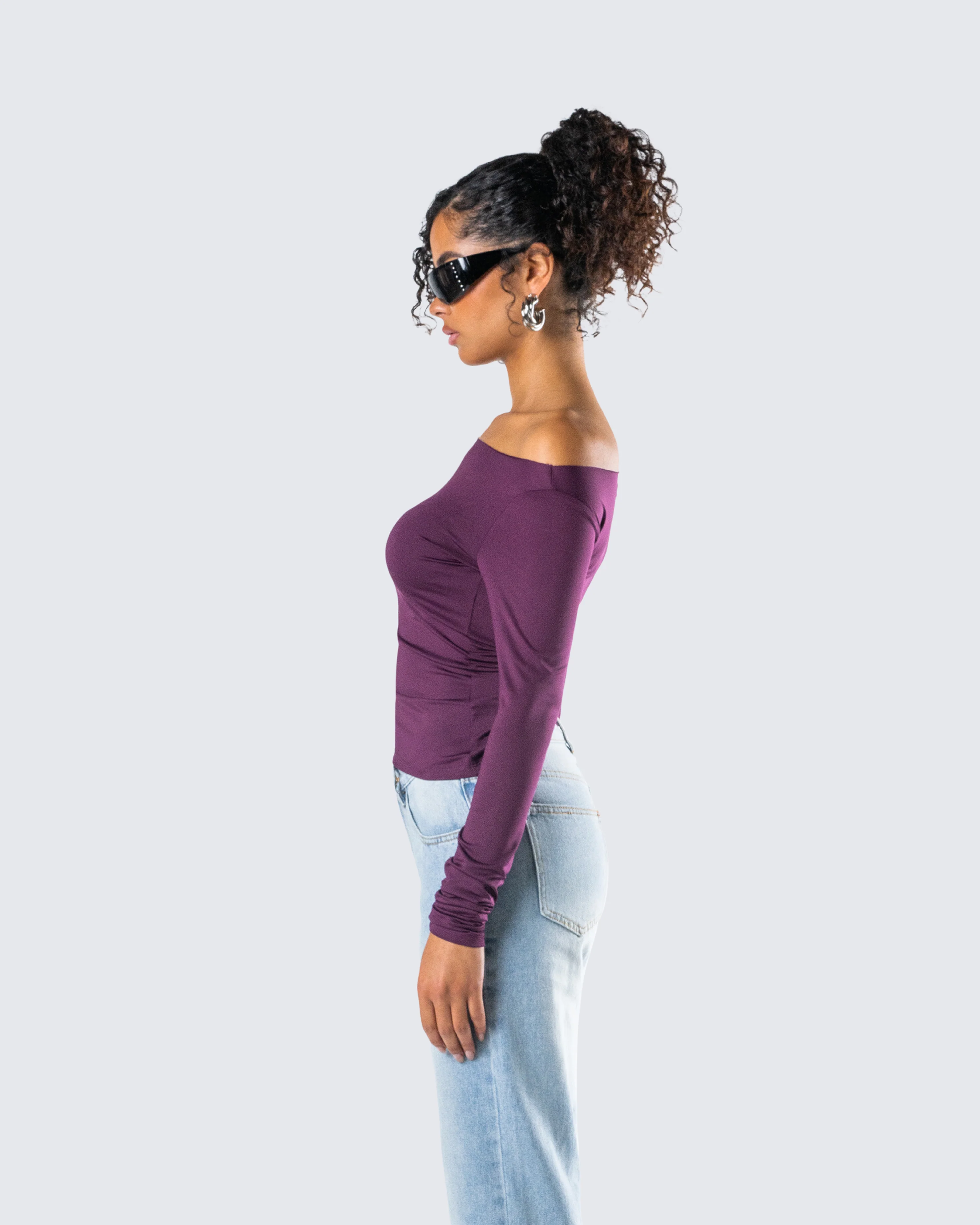 Isa Burgundy Jersey Asymmetric Top - Image 6