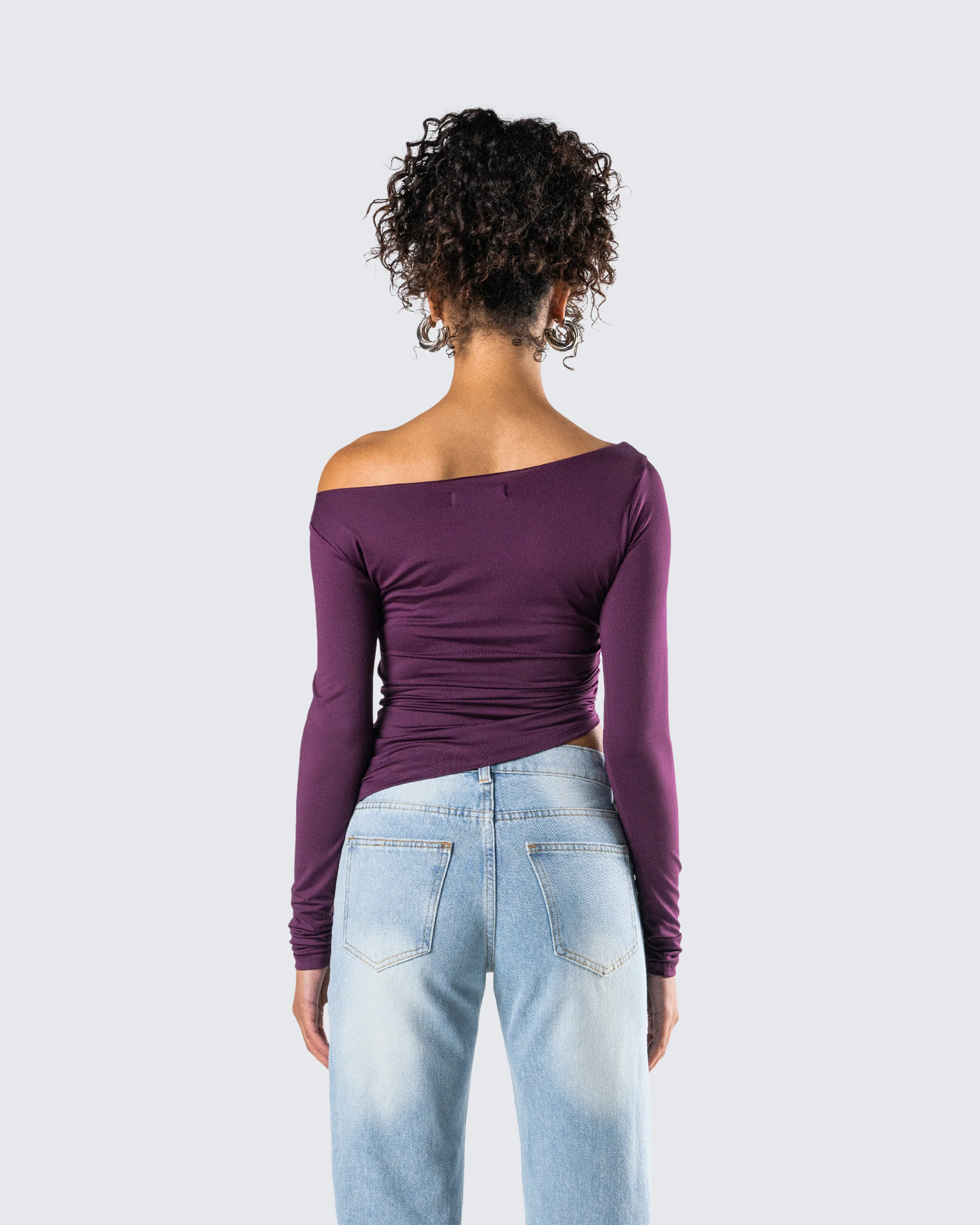 Isa Burgundy Jersey Asymmetric Top - Image 7