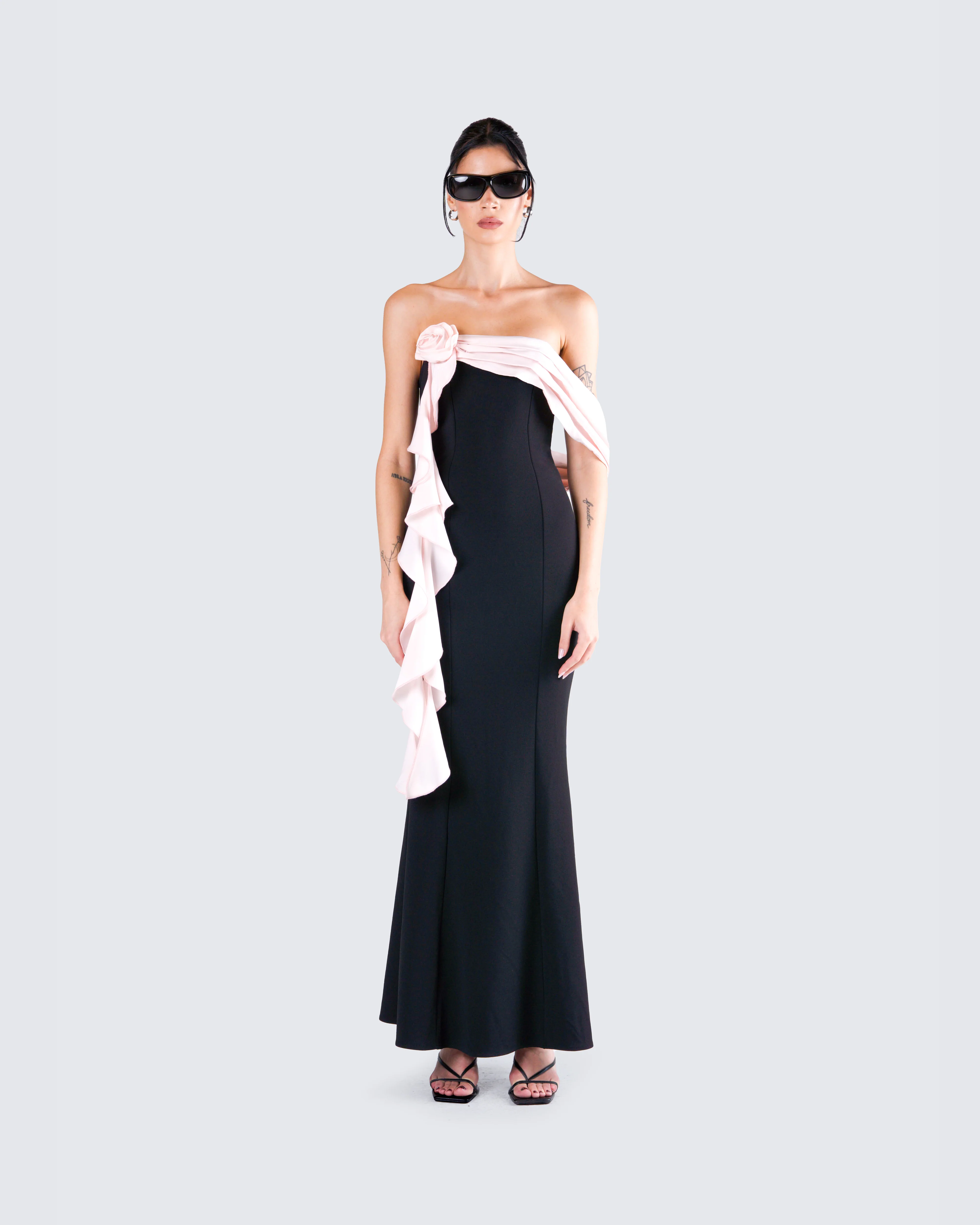 Ishita Black Draped Maxi Dress - Image 4