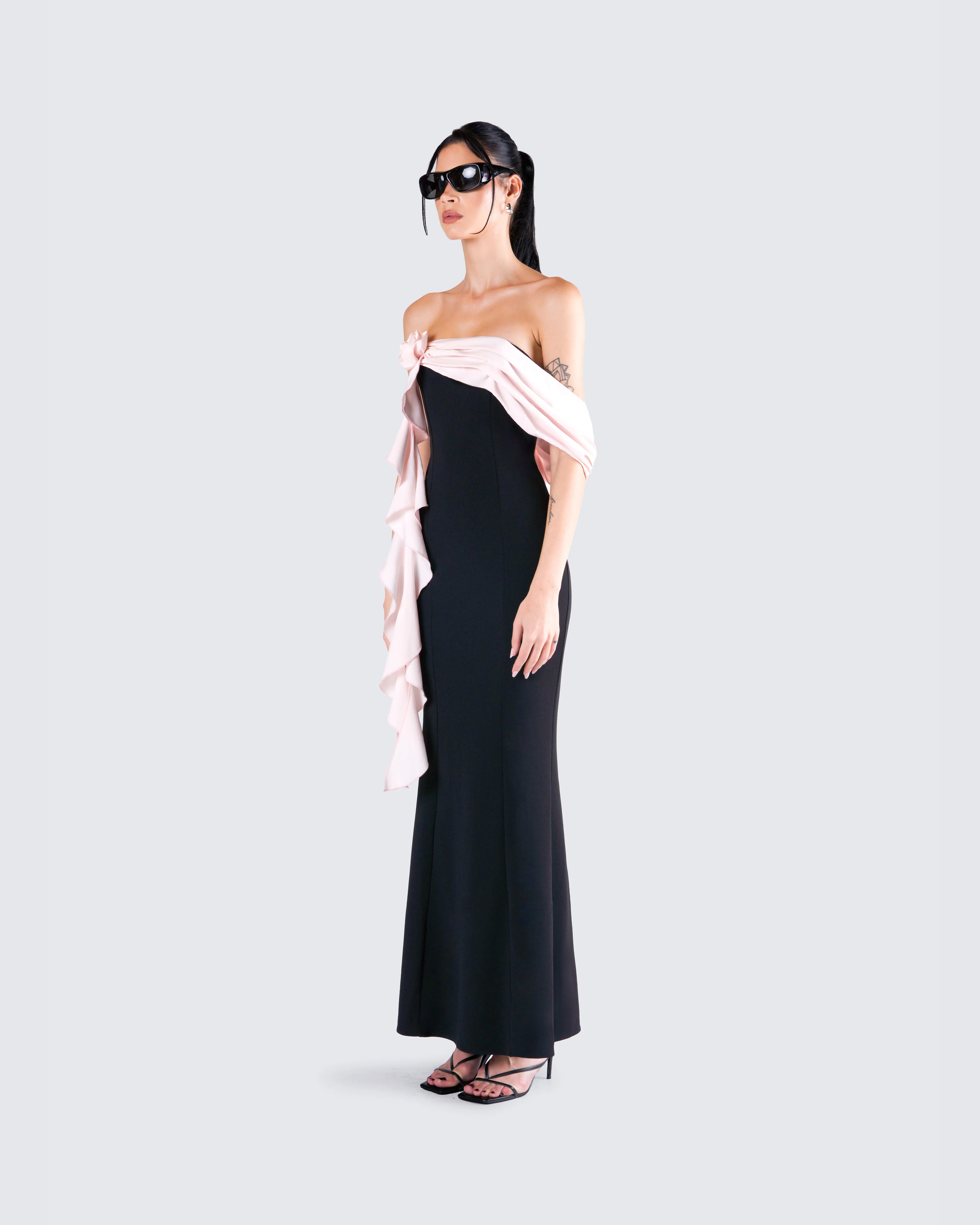 Ishita Black Draped Maxi Dress - Image 7