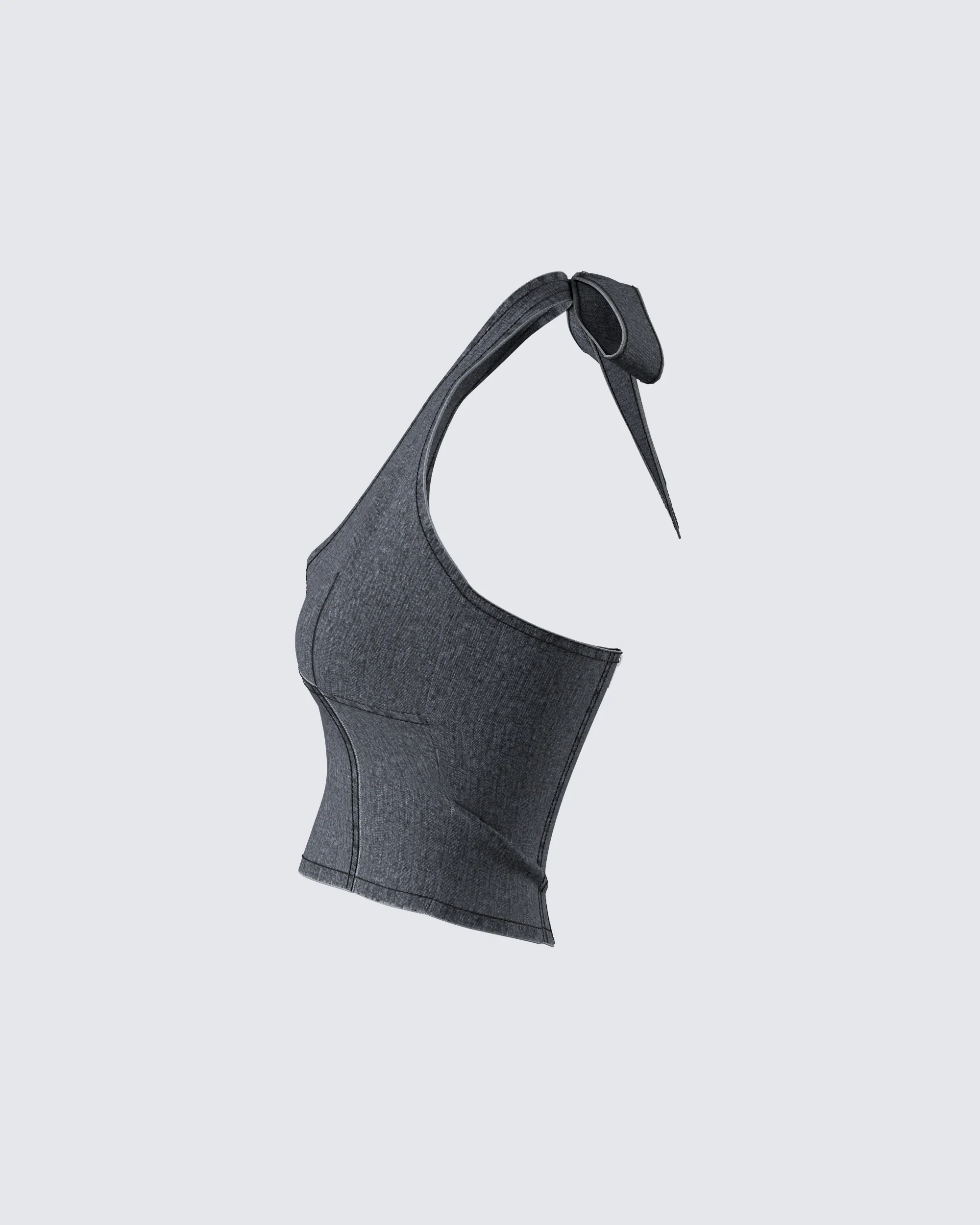 Ismay Black Denim Halter Top - Image 2