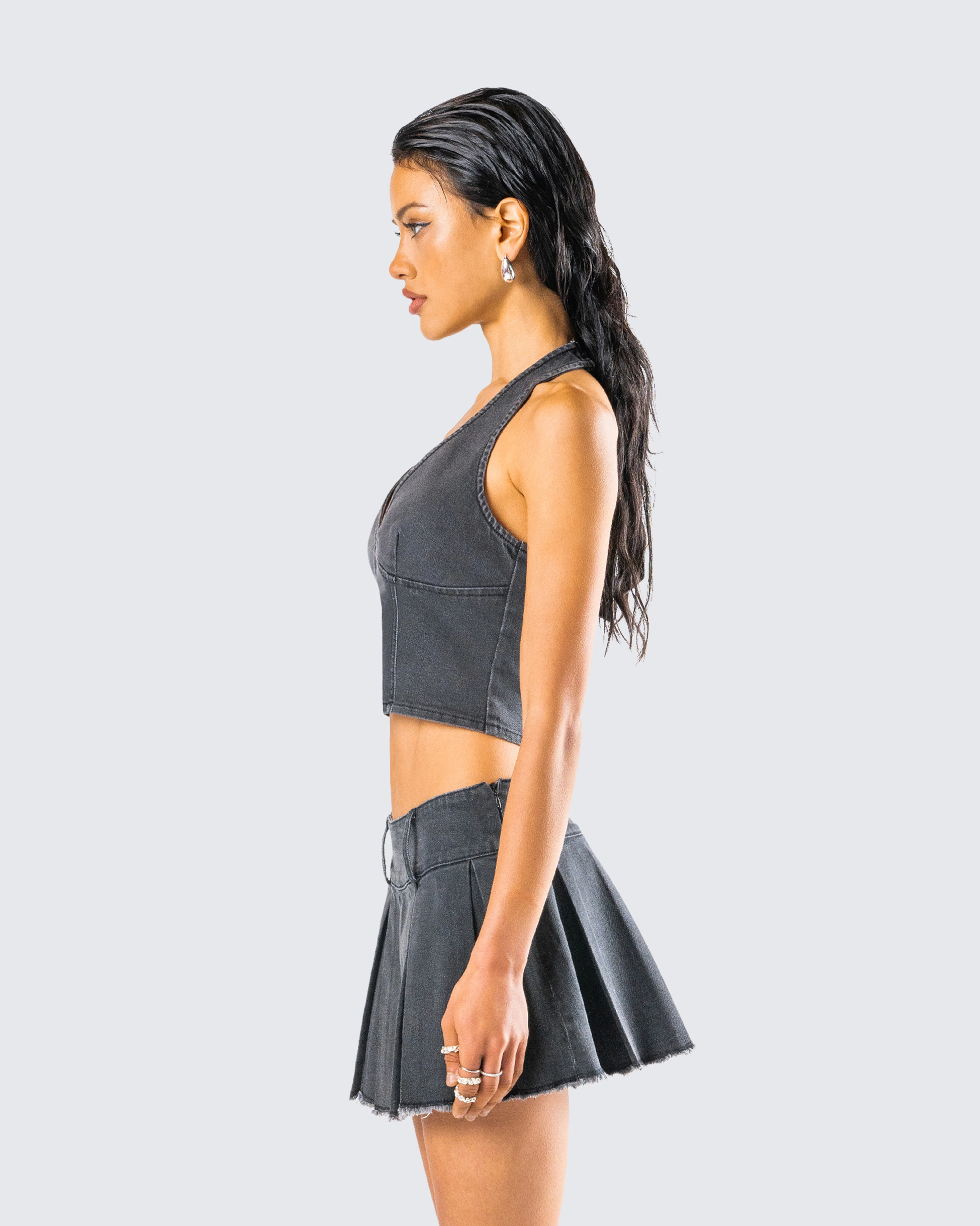 Ismay Black Denim Halter Top - Image 6