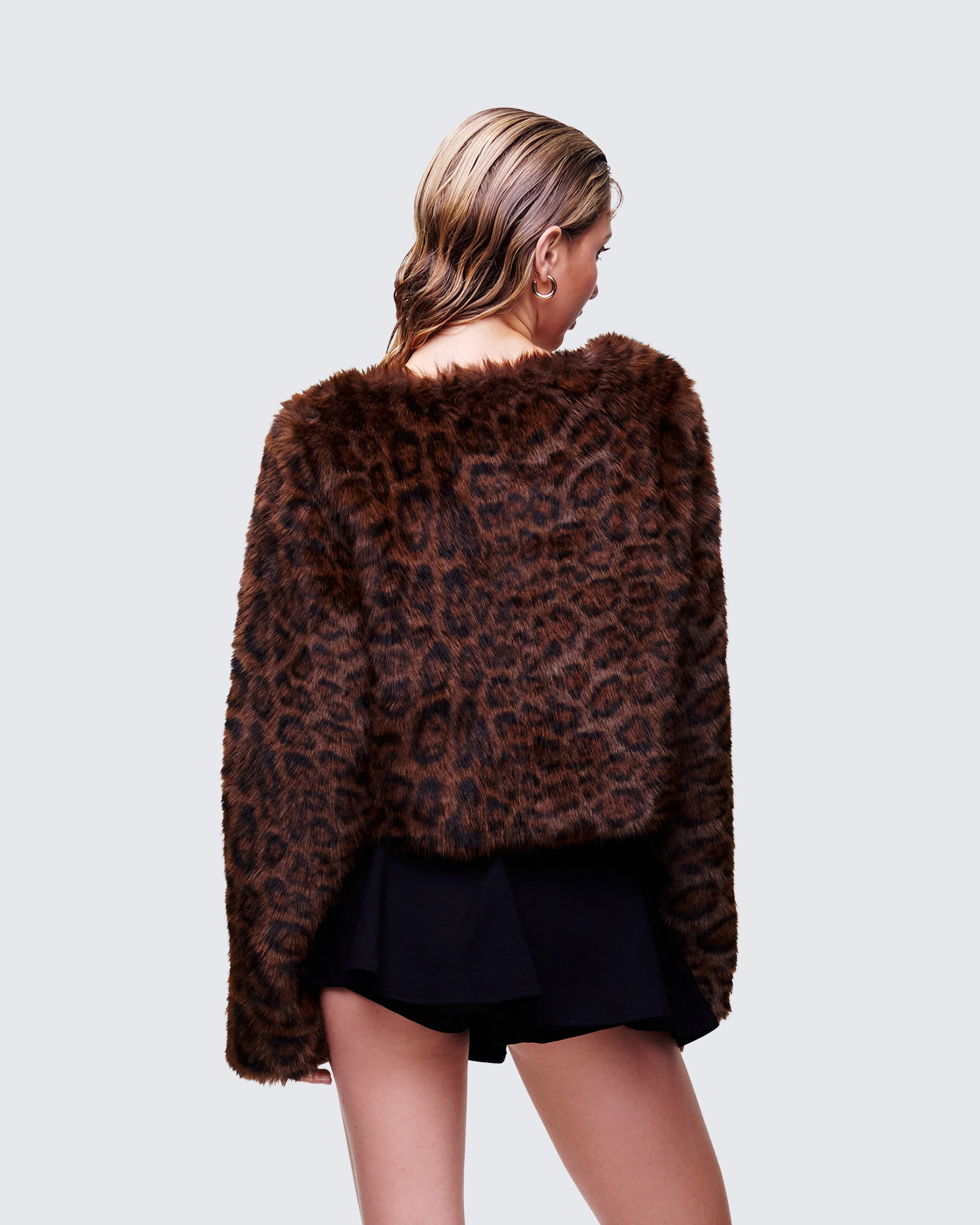 Isola Brown Faux Fur Cropped Jacket - Image 4
