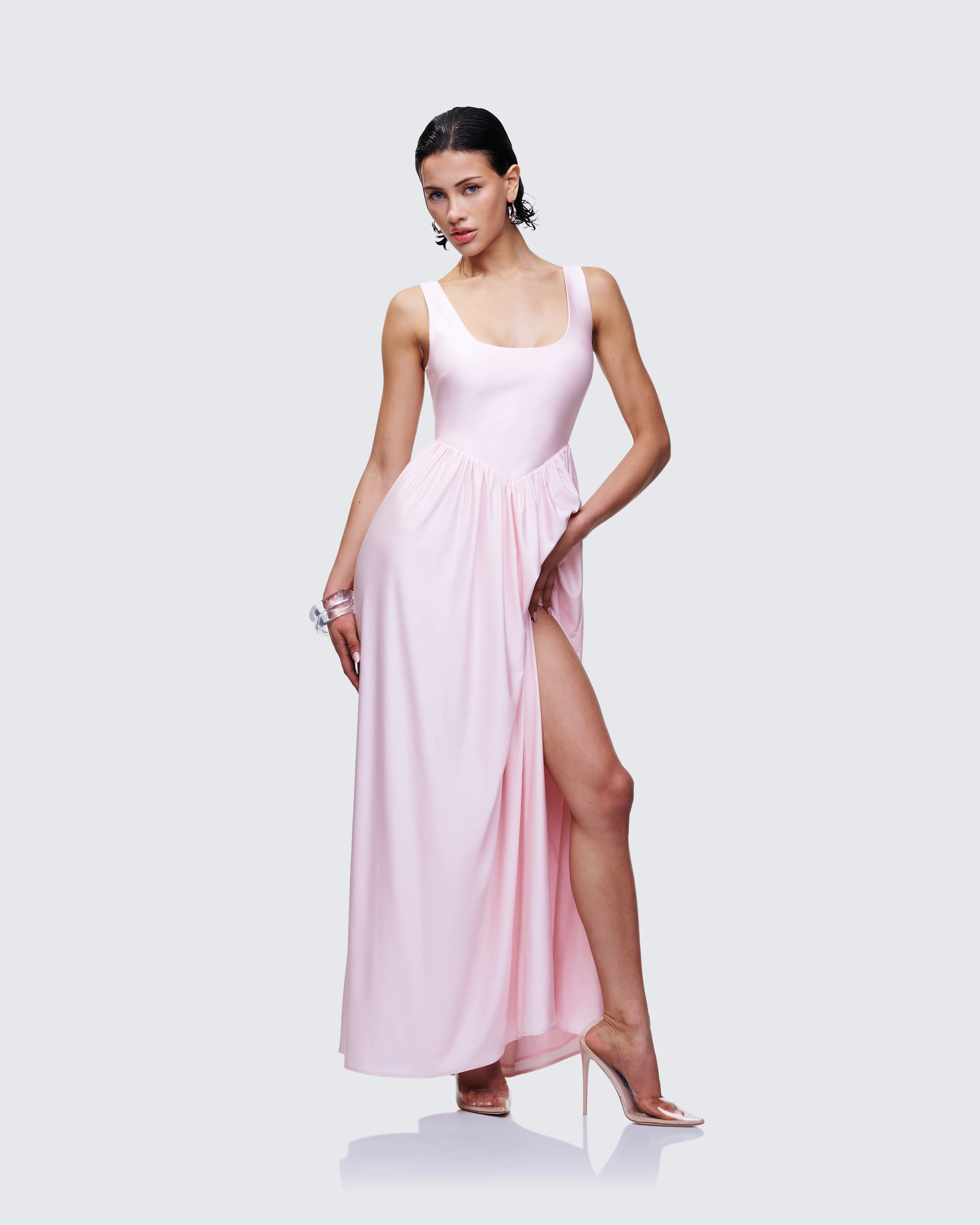 Isoria Pink Princess Waist Maxi Dress - Image 3