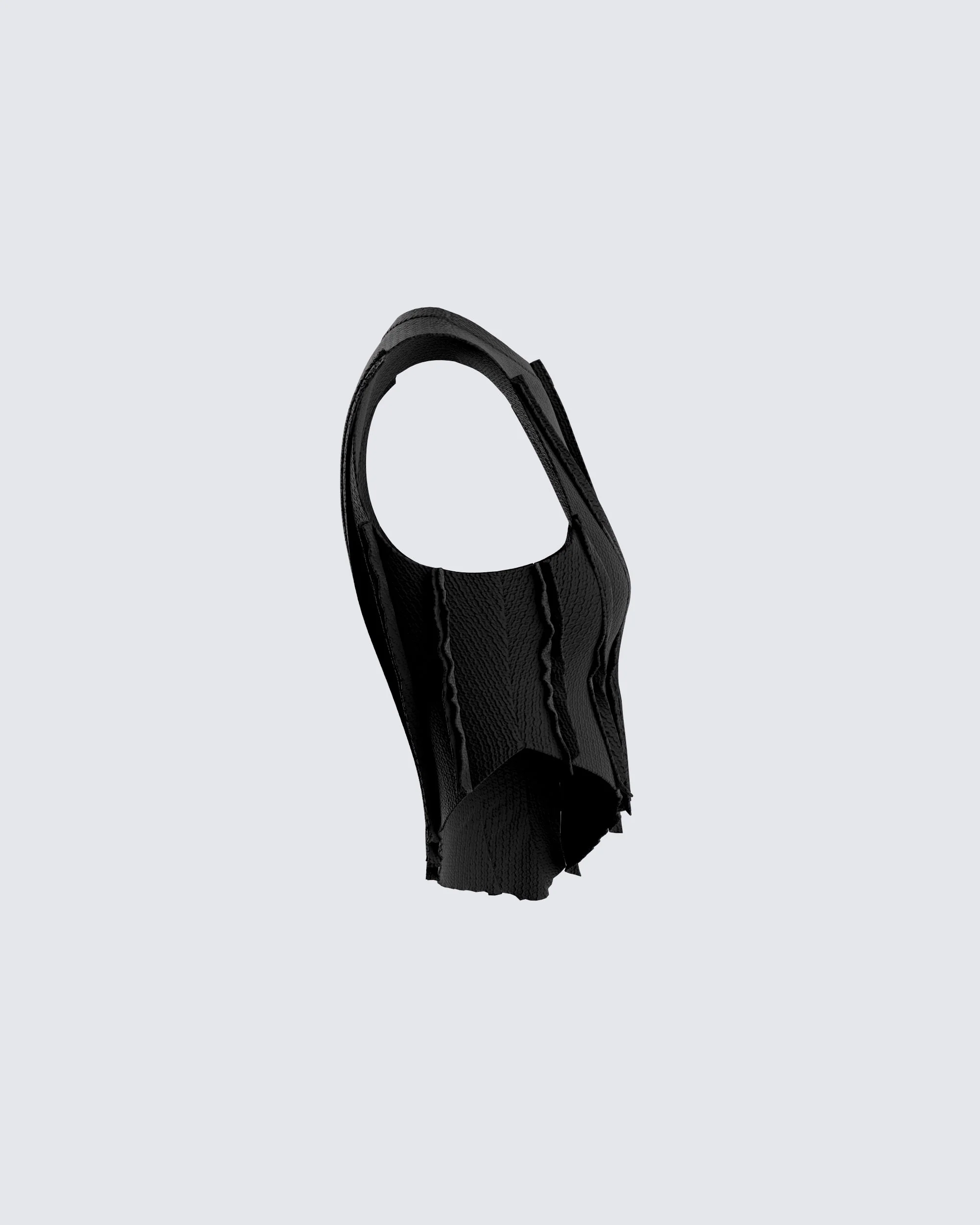 Iva Black Ribbed Cropped Top - Image 2