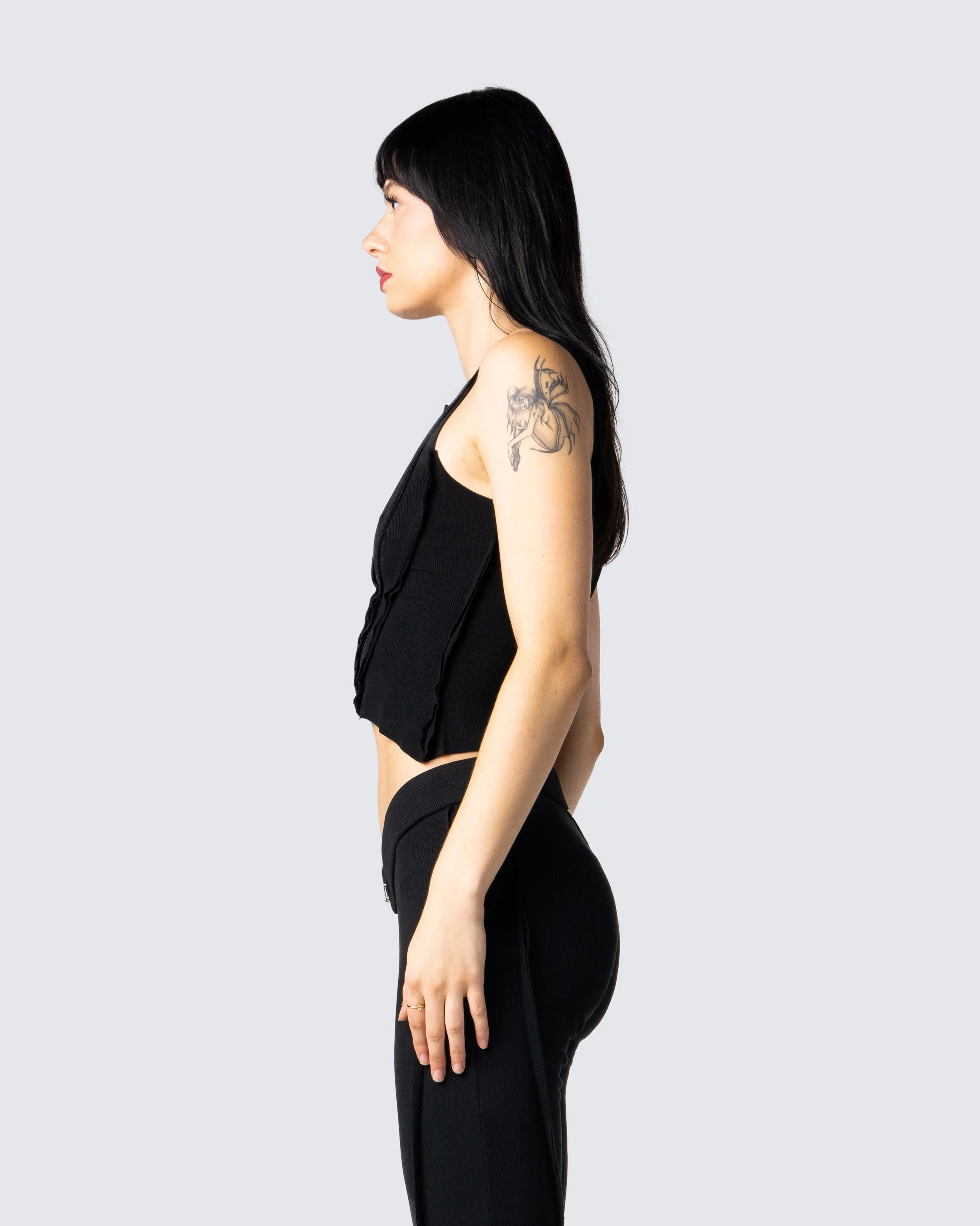 Iva Black Ribbed Cropped Top - Image 5