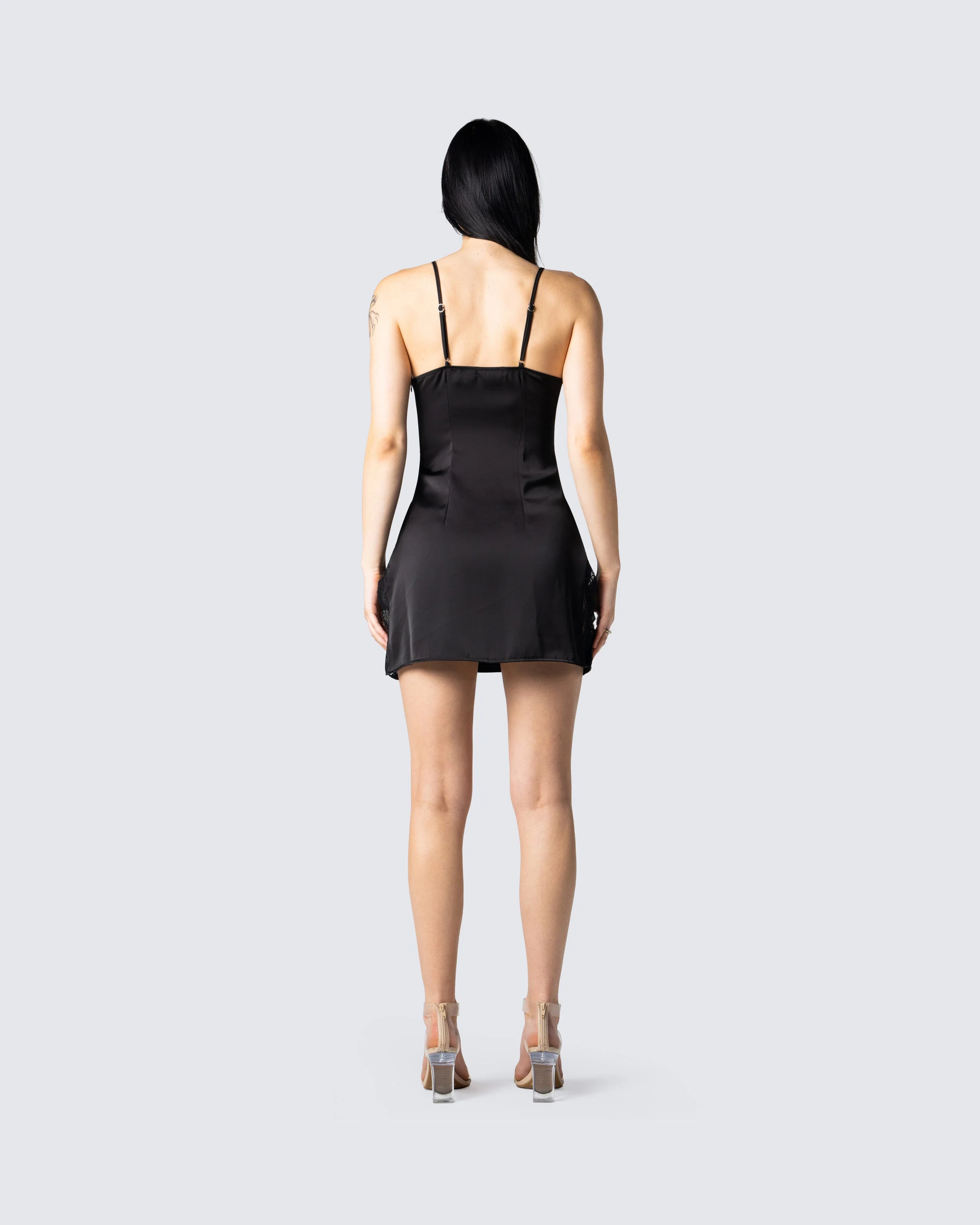 Ivy Black Lace Trim Mini Dress - Image 6