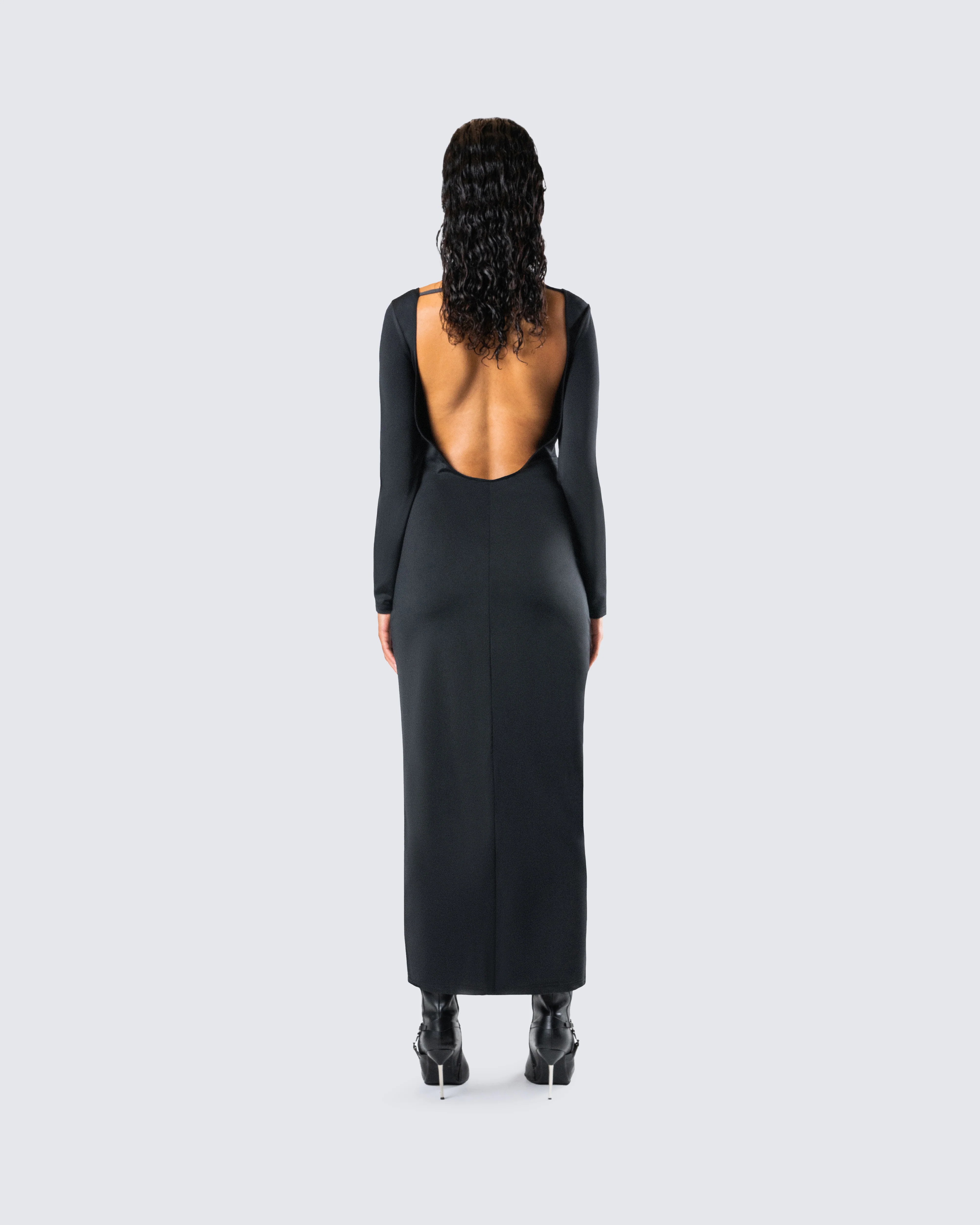 Izel Black Backless Maxi Dress - Image 7