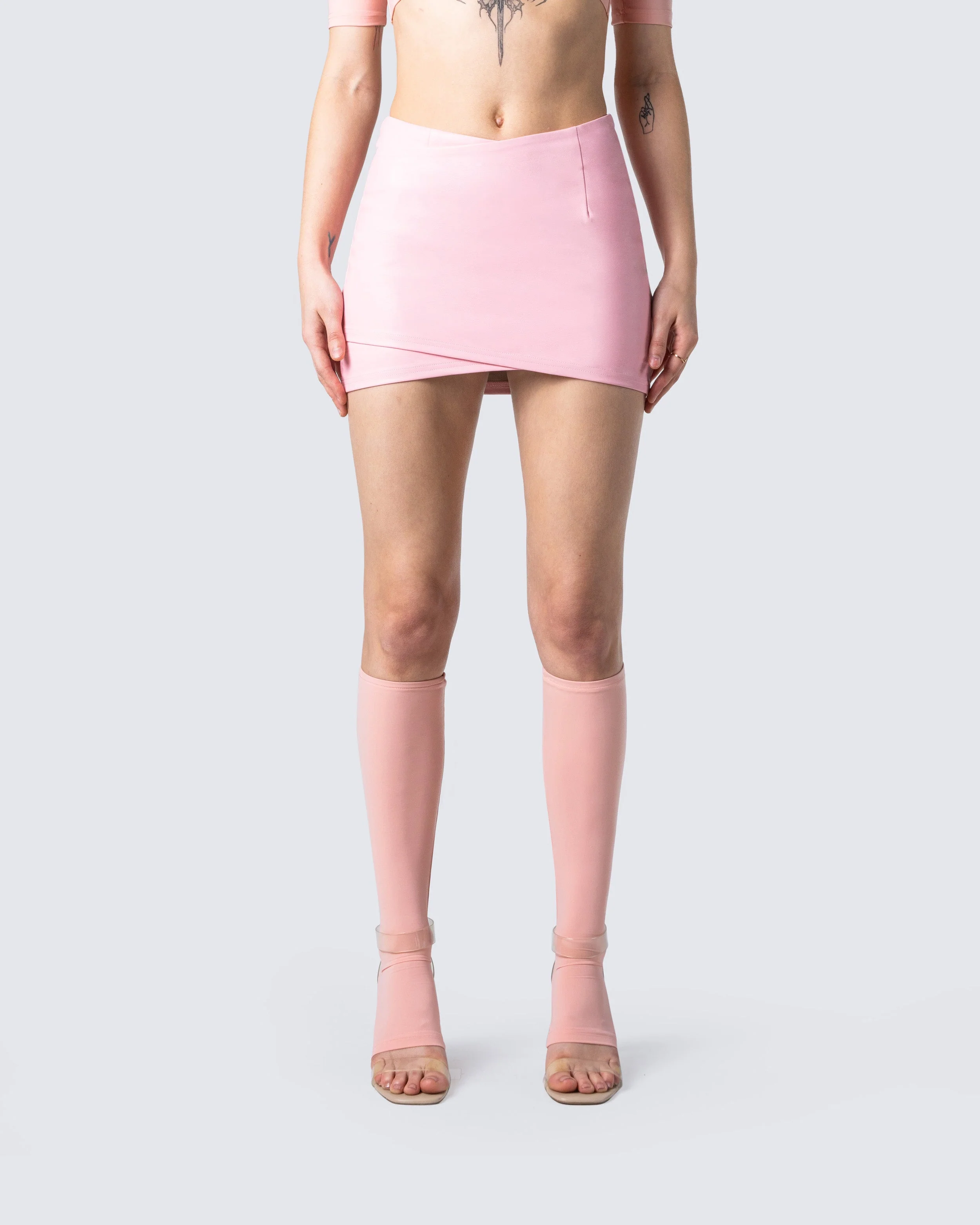 Jacque Pink Vegan Leather Skirt - Image 4