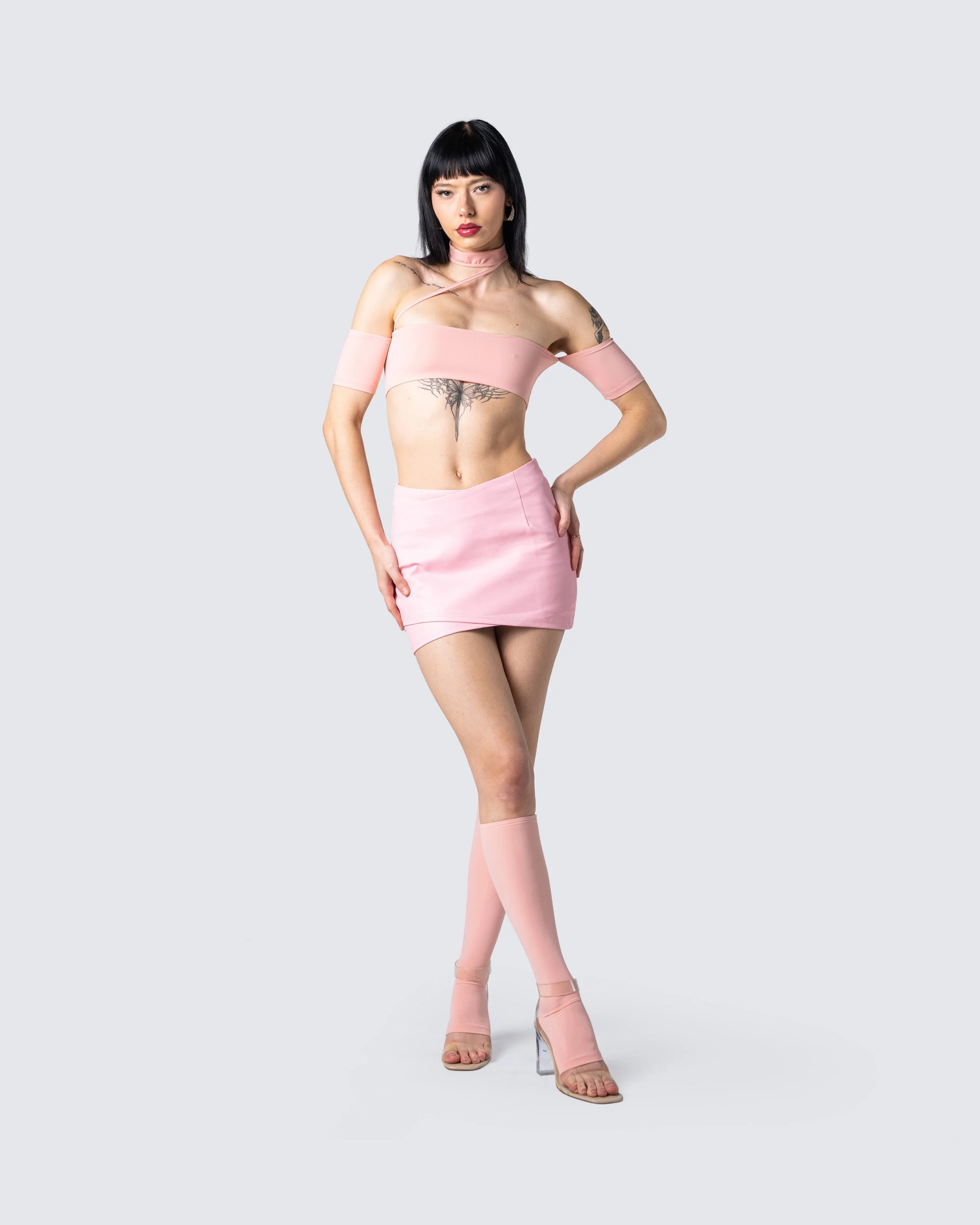 Jacque Pink Vegan Leather Skirt - Image 7