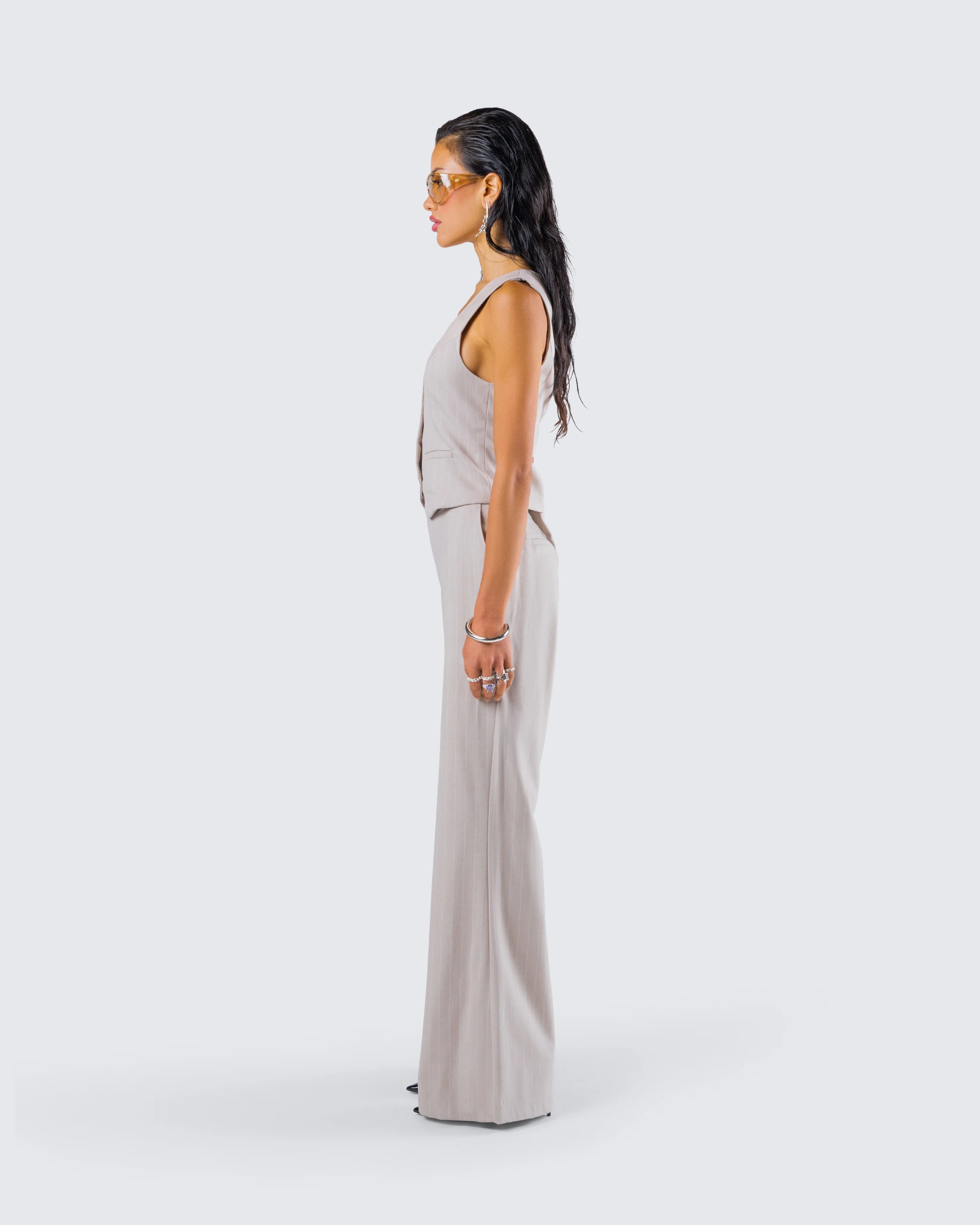 Jaelyn Beige Pinstripe Set - Image 6