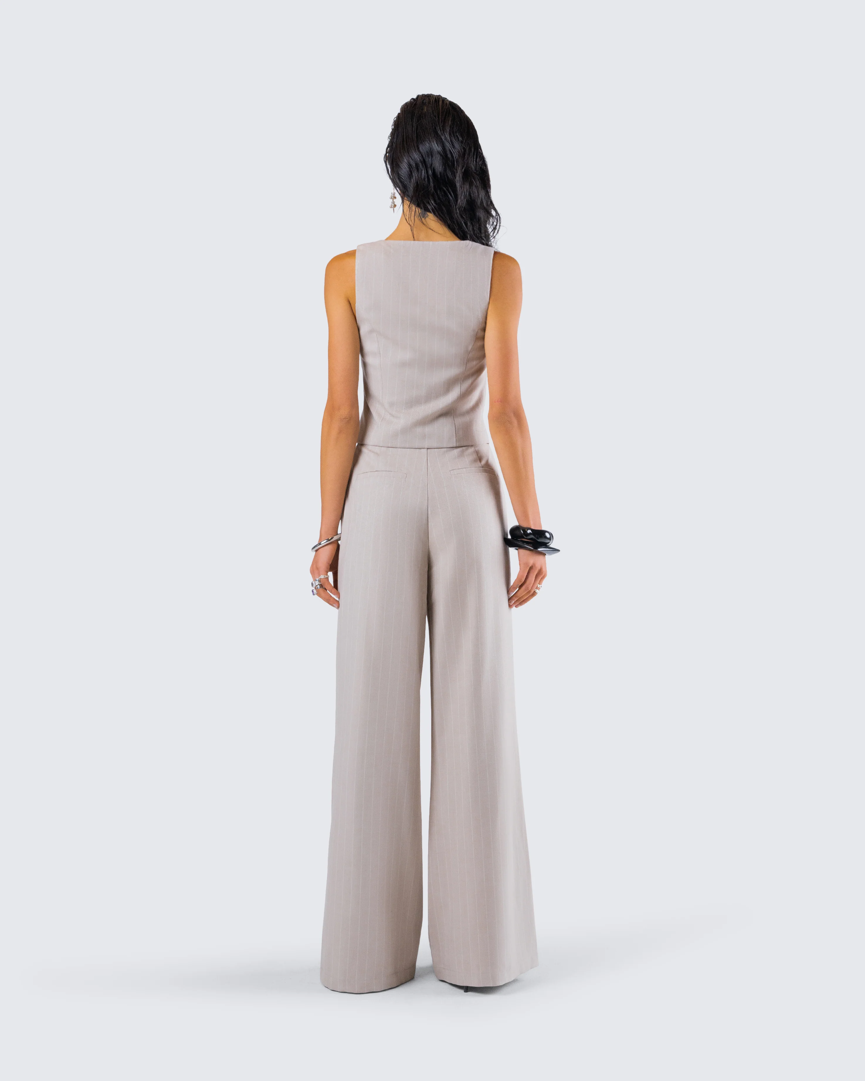 Jaelyn Beige Pinstripe Set - Image 7