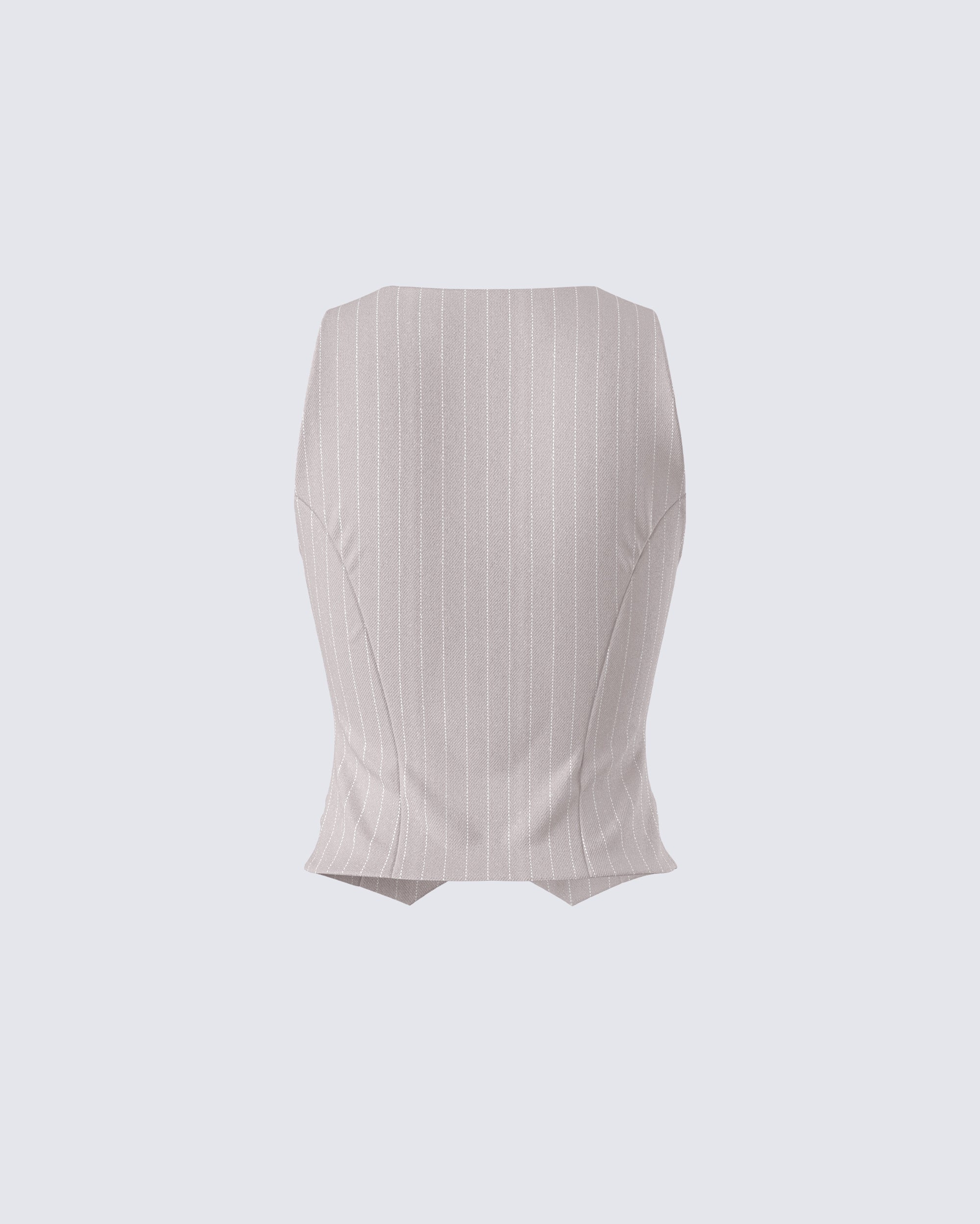 Jaelyn Beige Pinstripe Vest - Image 3