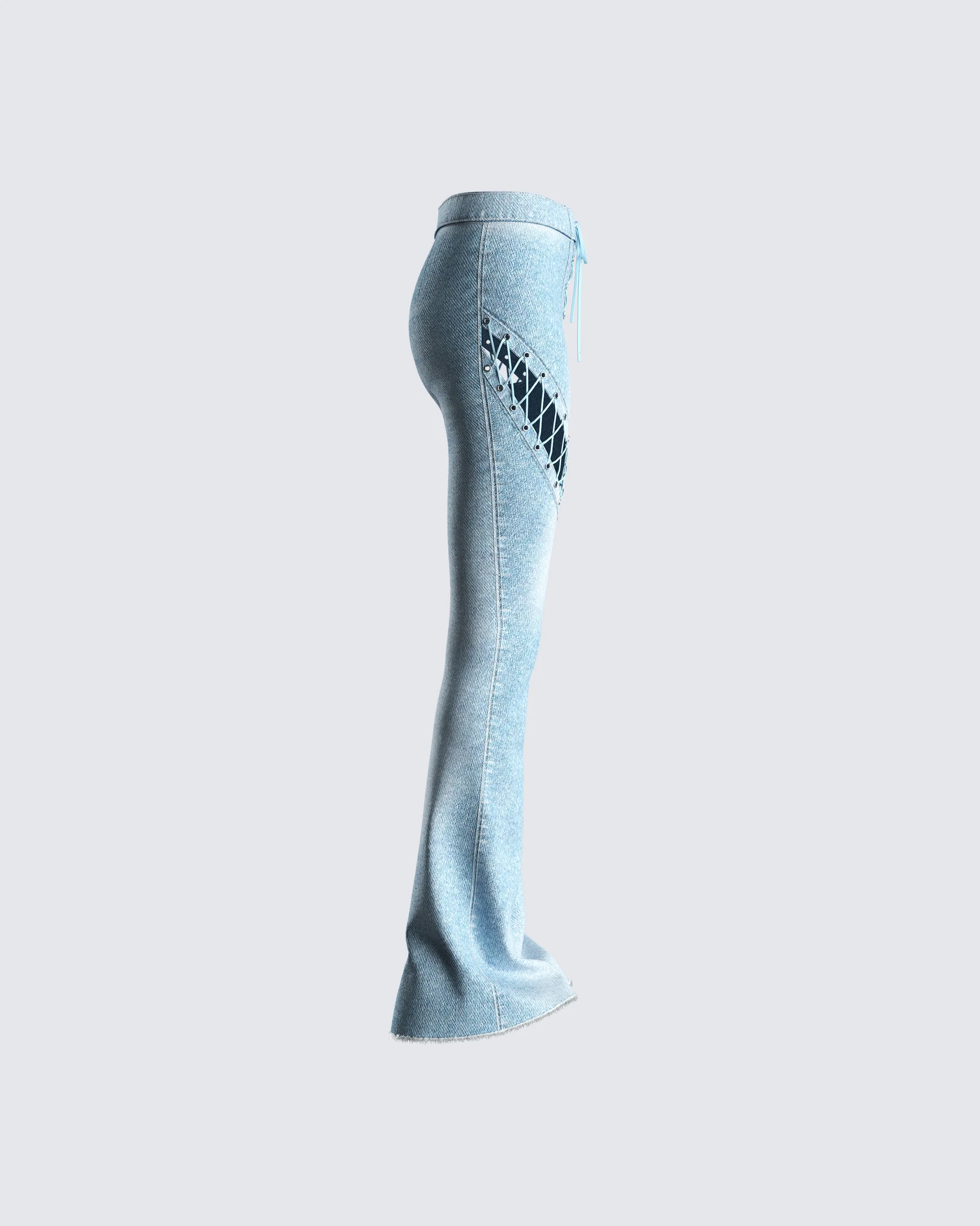 Jan Blue High Rise Laced Jeans - Image 2