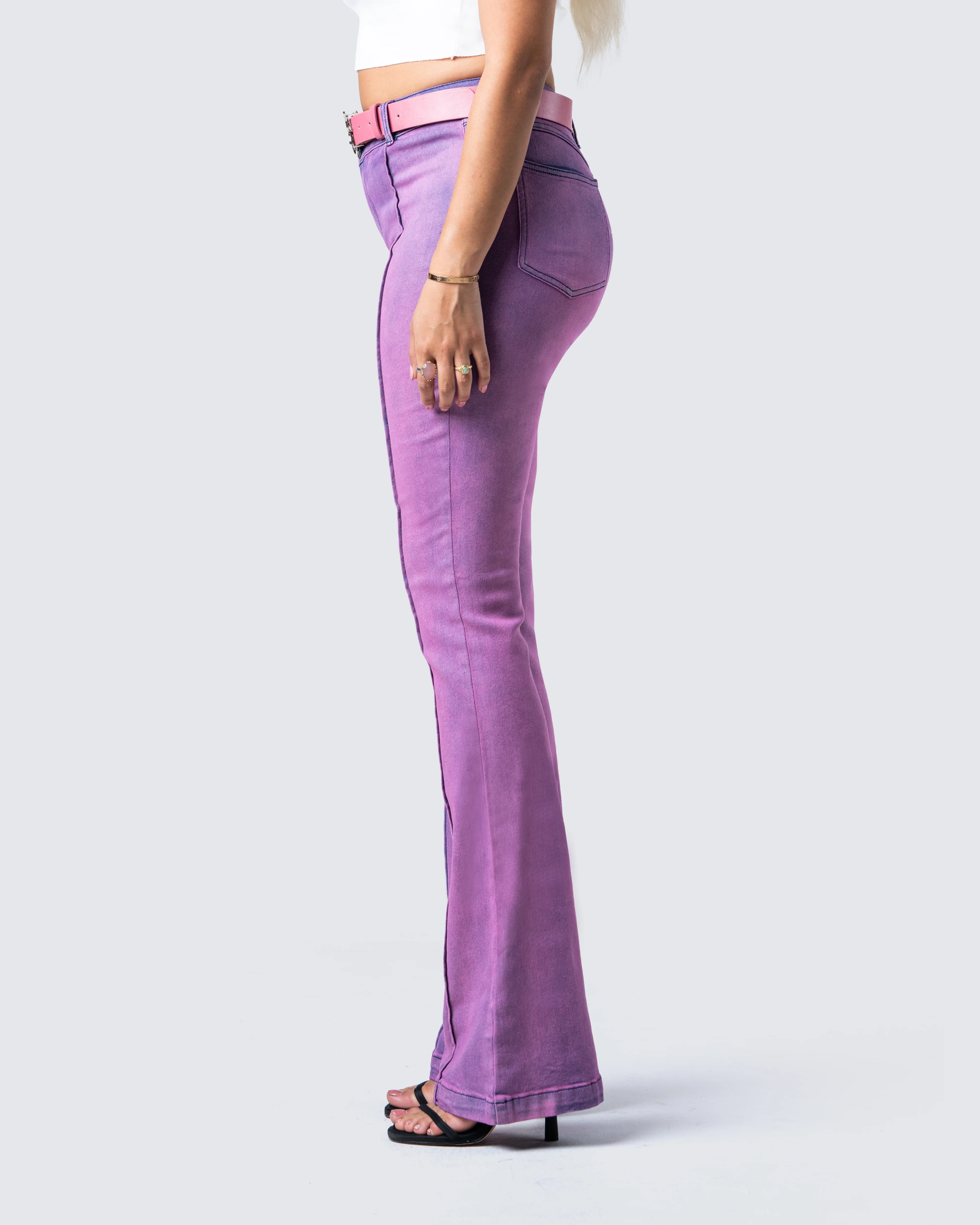 Janice Pink Mid Rise Flared Jean - Image 5