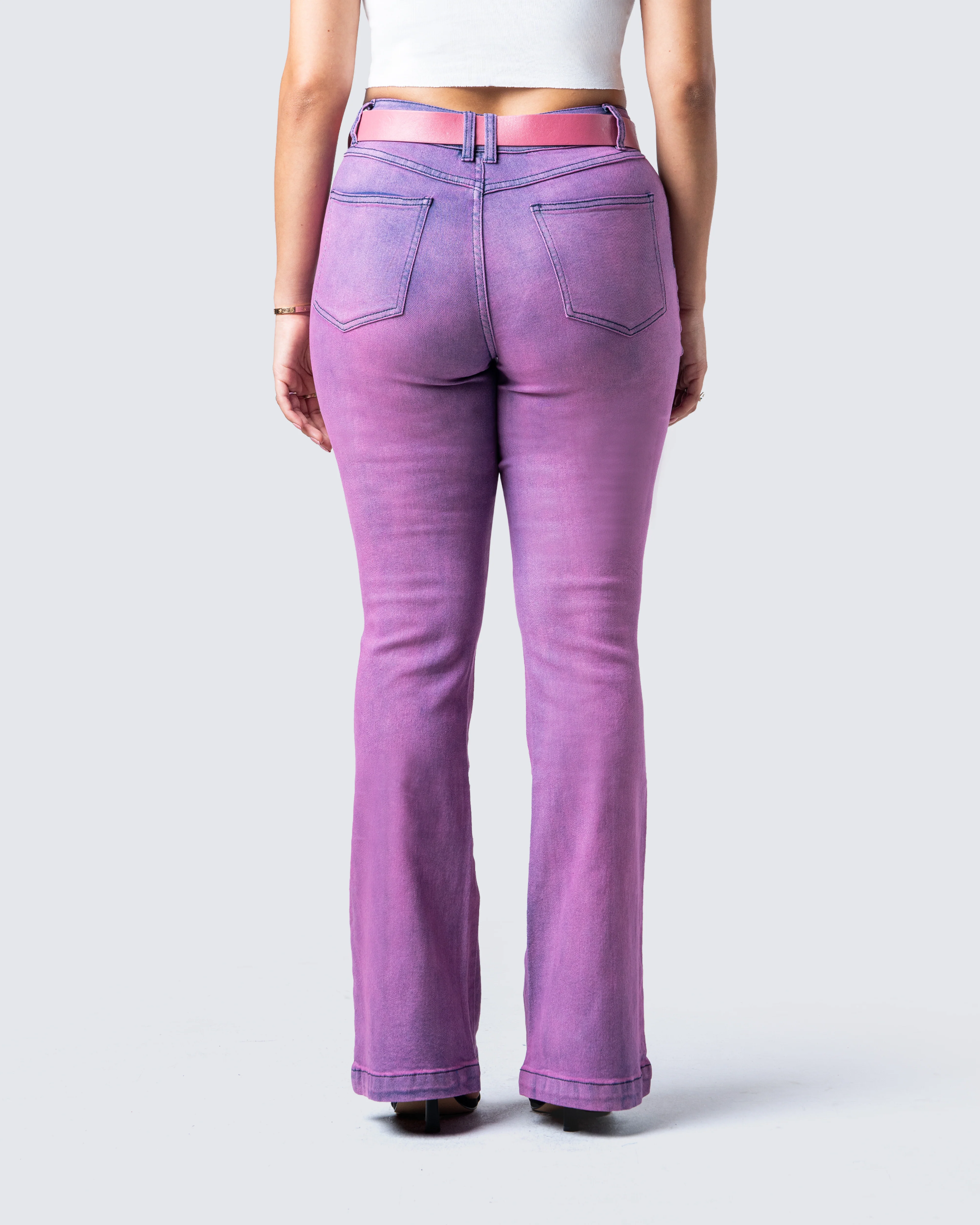 Janice Pink Mid Rise Flared Jean - Image 6